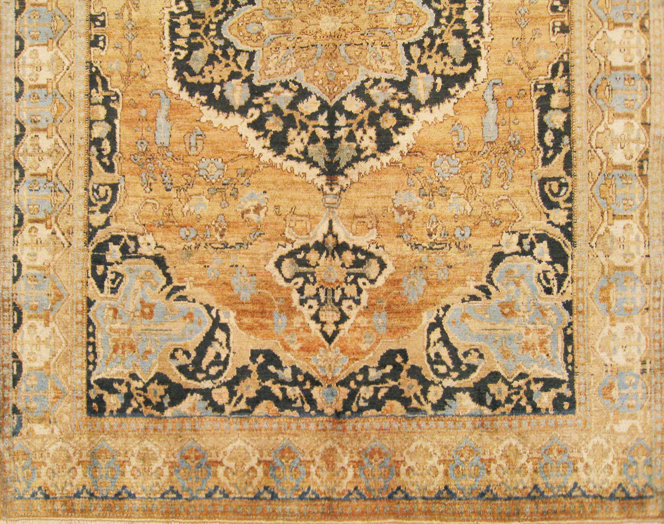 Hand-Knotted Antique Seneh Kilim Oriental Rug, in Small Size, W/ Central Medallion For Sale