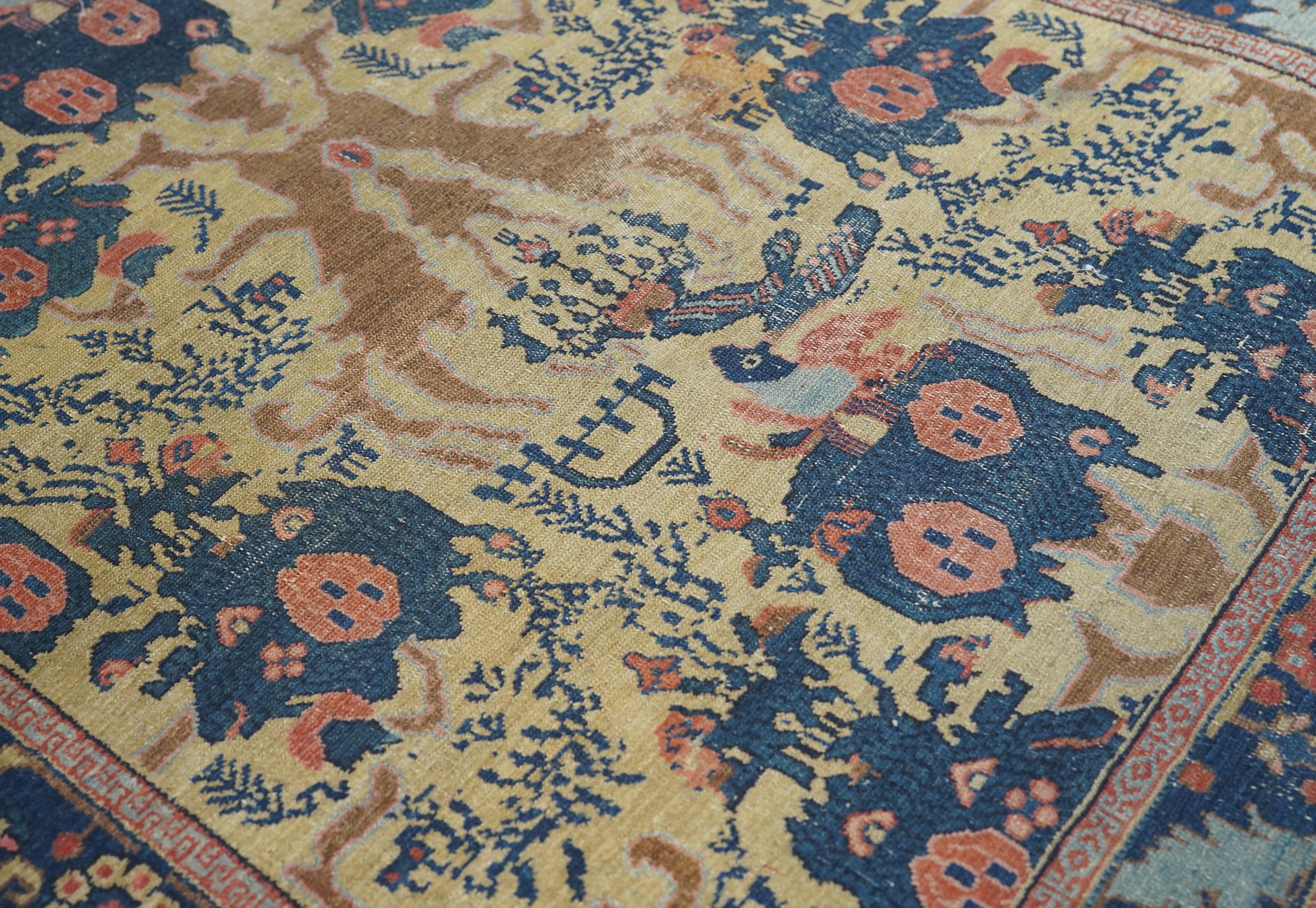 Antique Seneh, One of Pair Rug In Excellent Condition For Sale In New York, NY