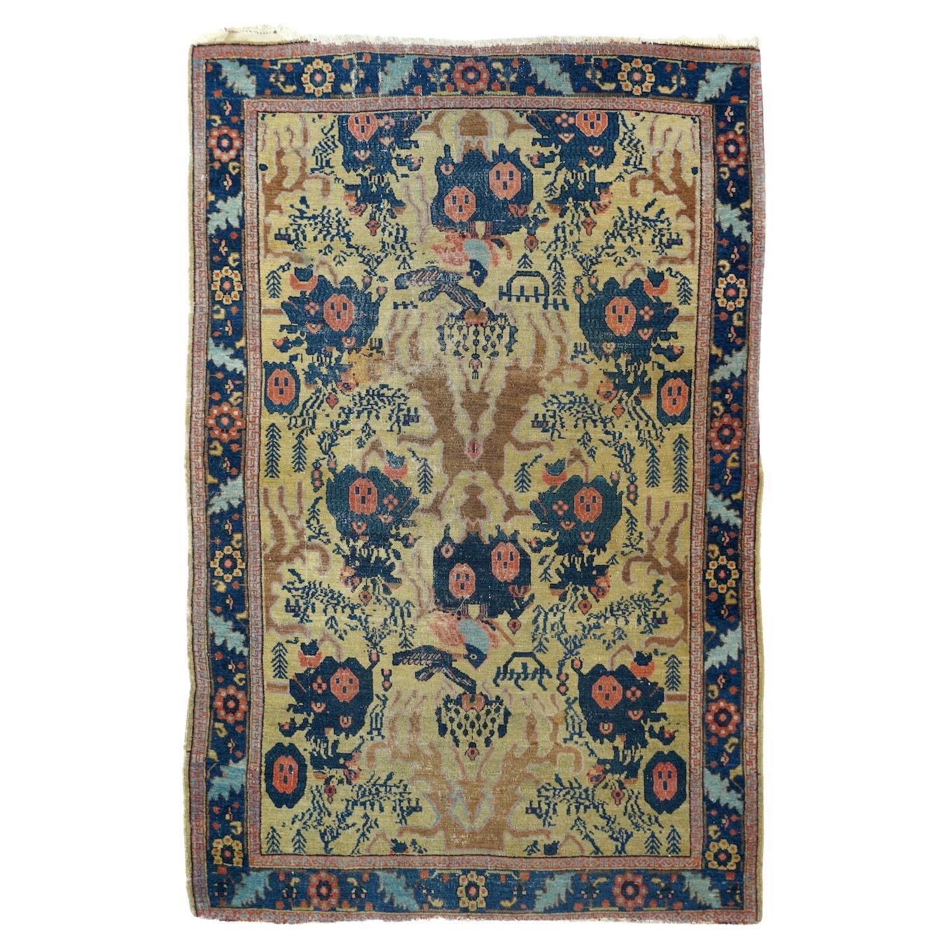 Antique Senneh -One Of Pair Rug 3'1'' x 4'9'' For Sale