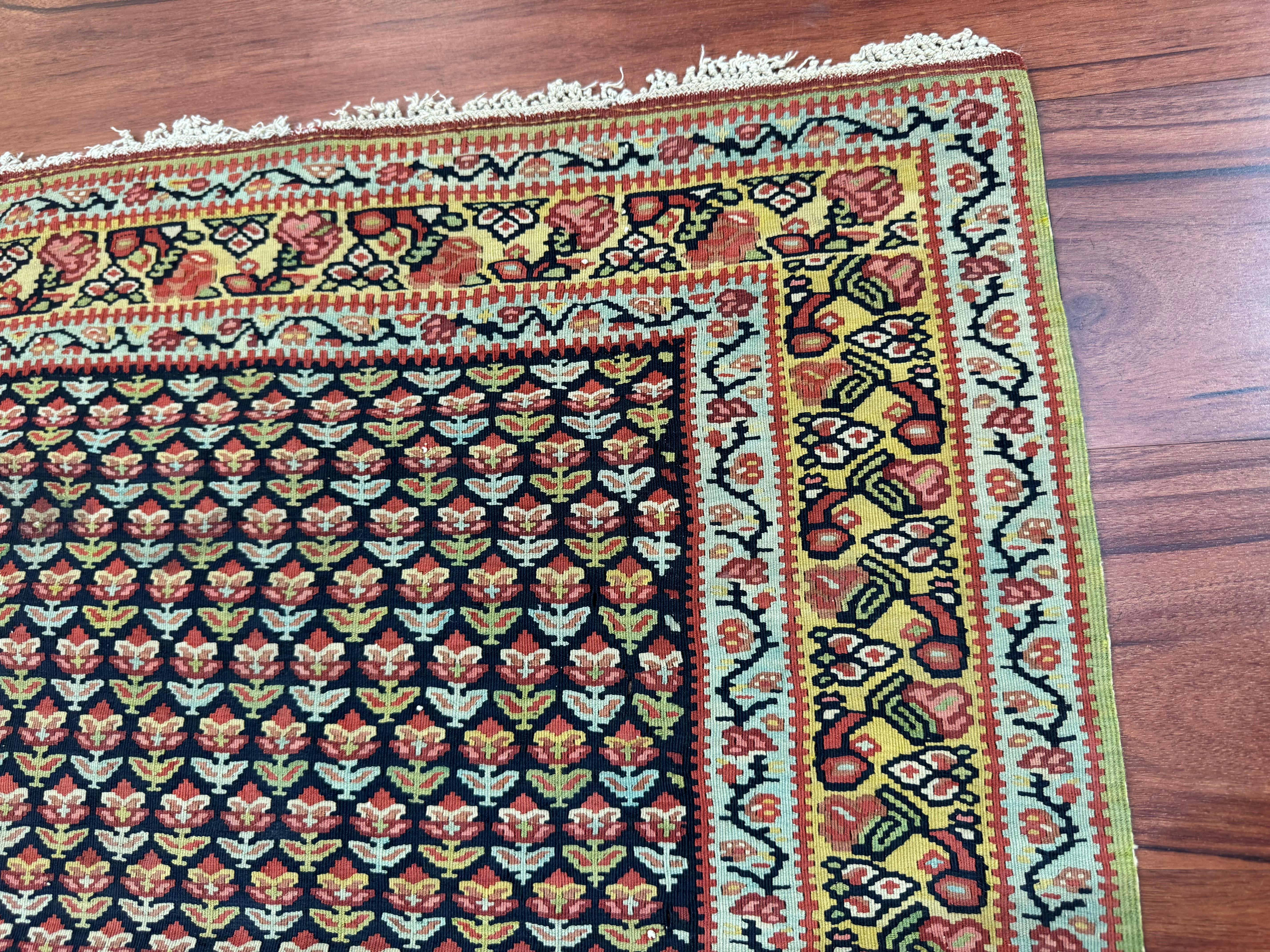Antiker Senneh-Kilim-Teppich im Angebot 3