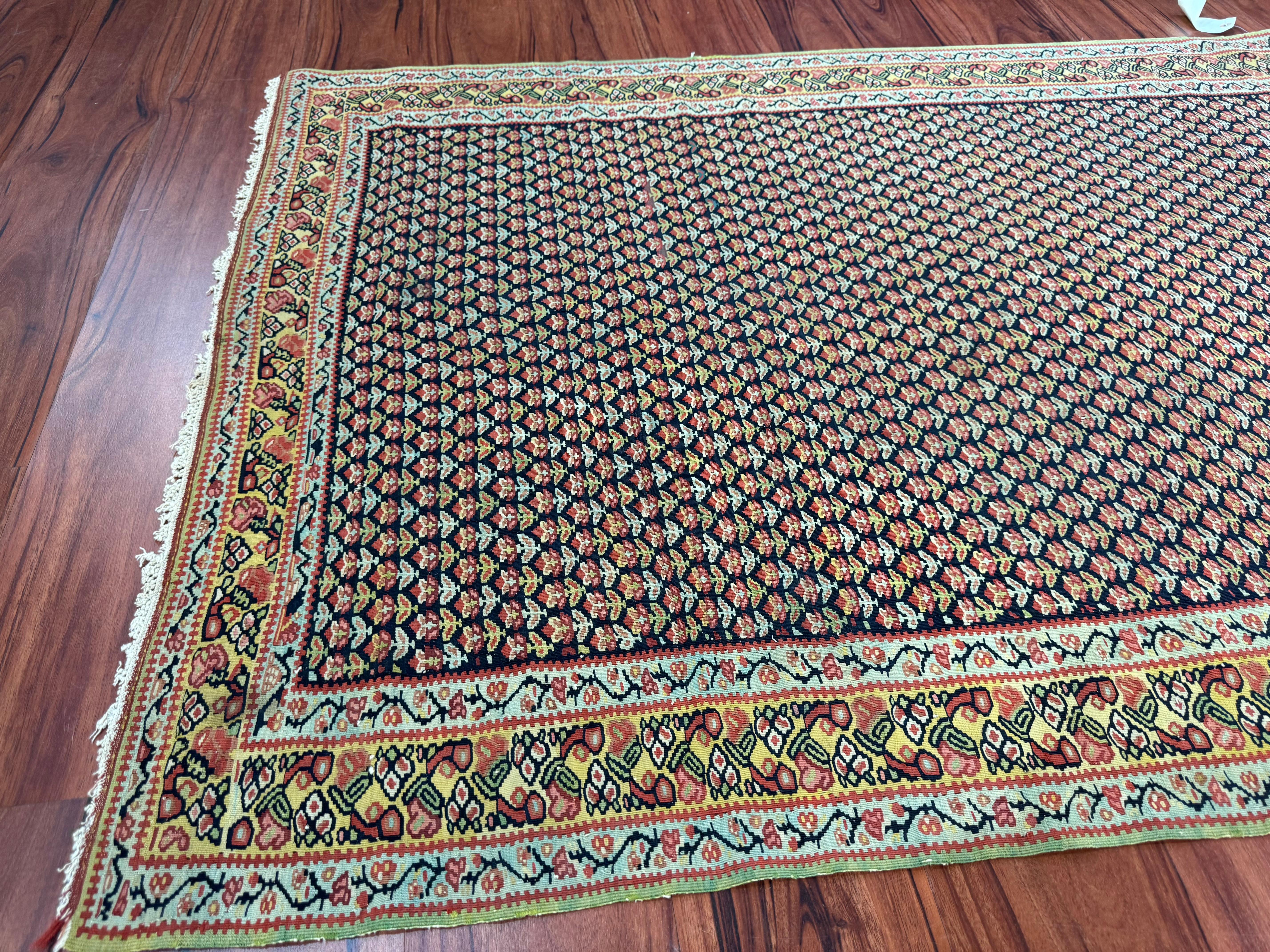 Antique Senneh Kilim Rug For Sale 4