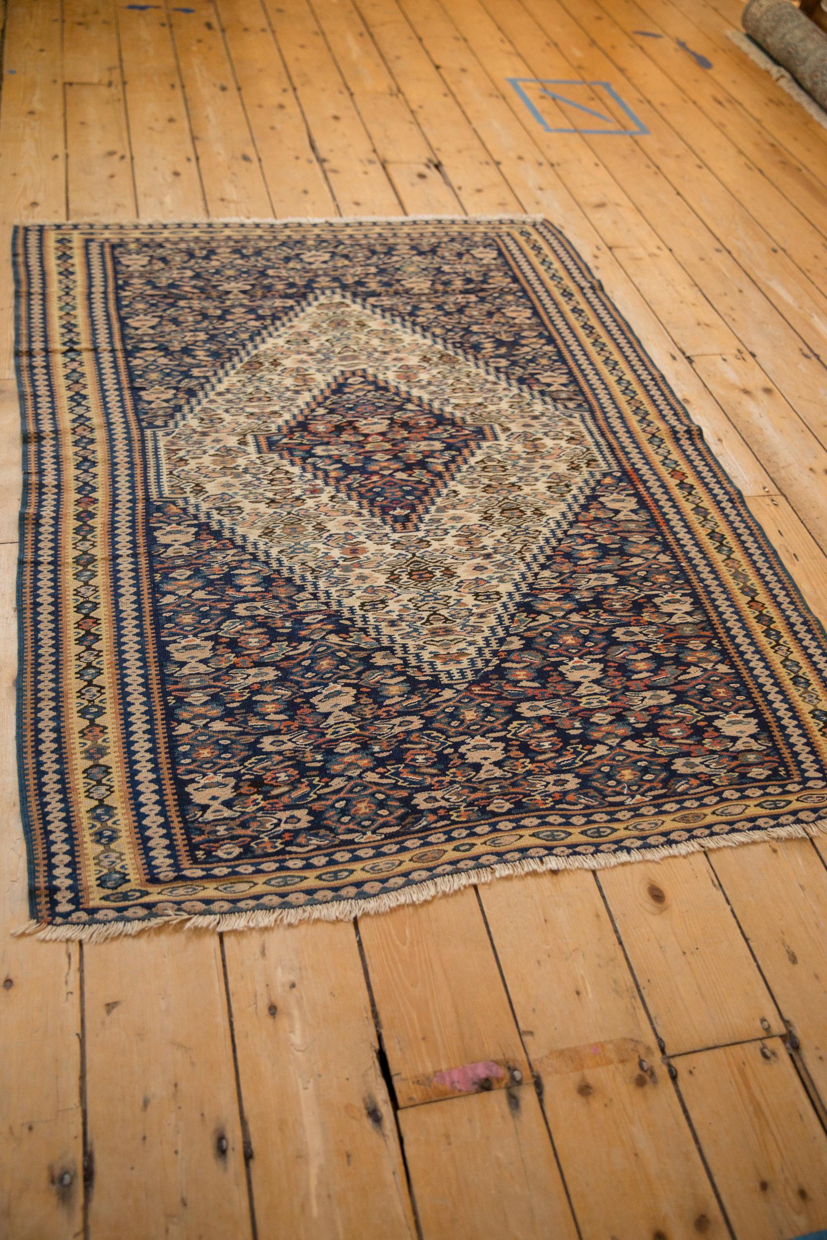 Early 20th Century Antique Senneh Kilim Rug For Sale