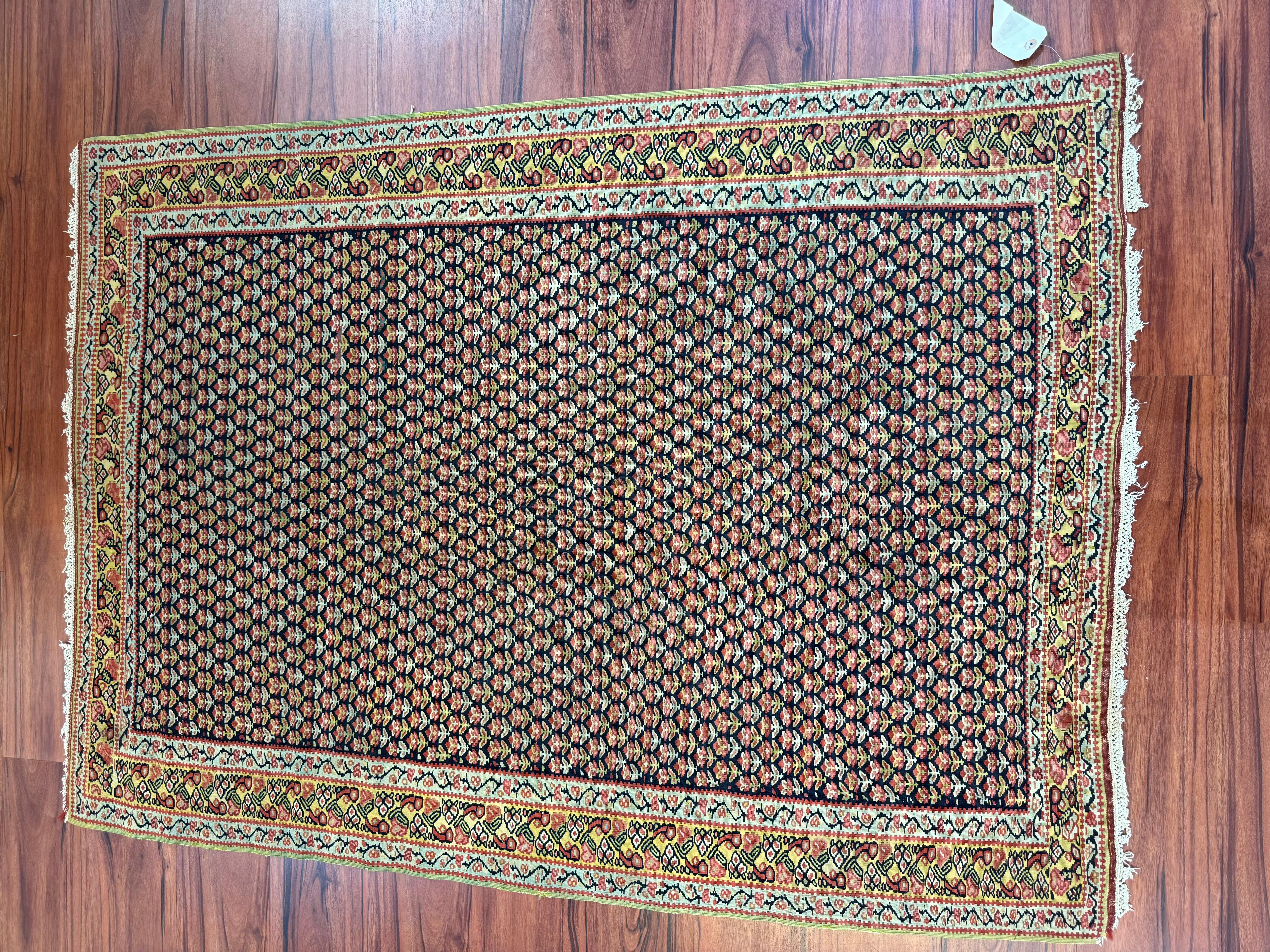 Early 20th Century Antique Senneh Kilim Rug For Sale