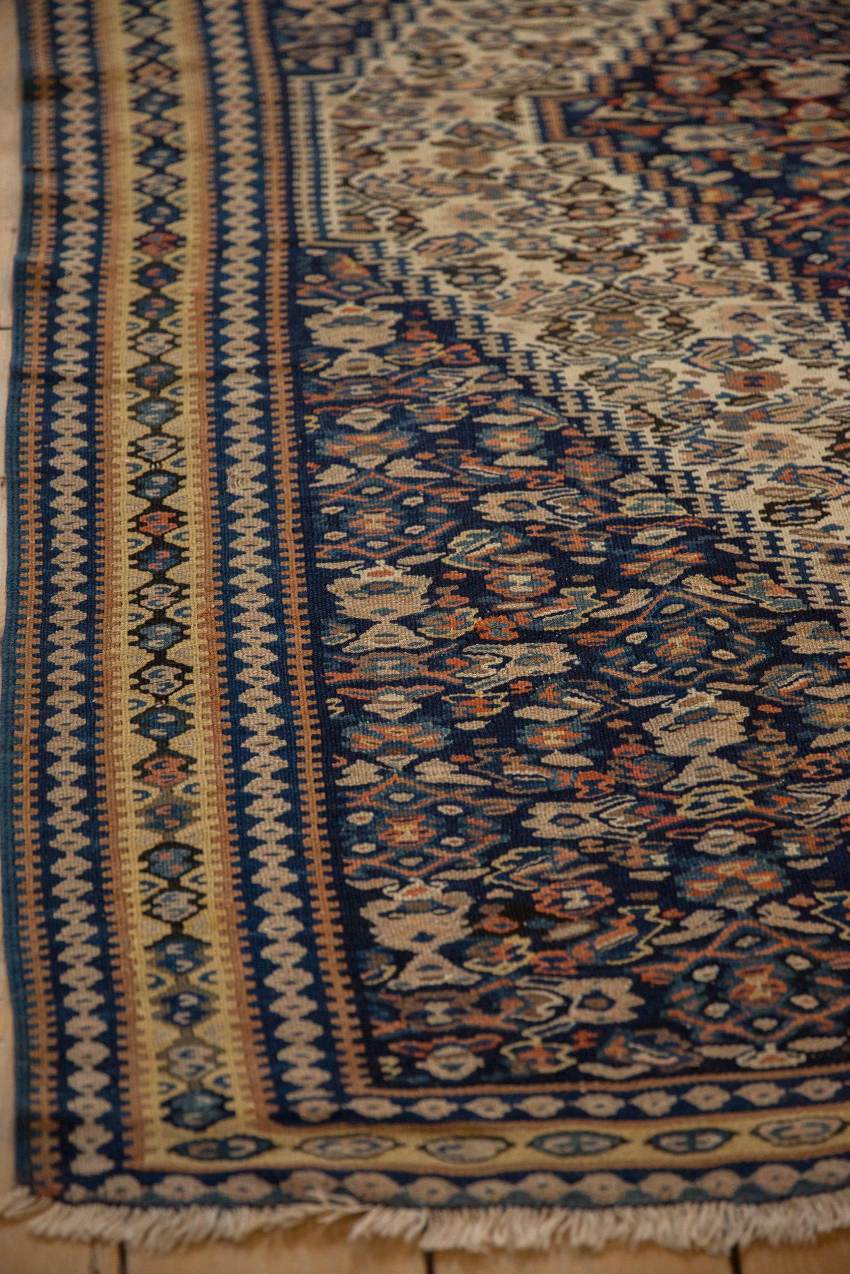 Wool Antique Senneh Kilim Rug For Sale
