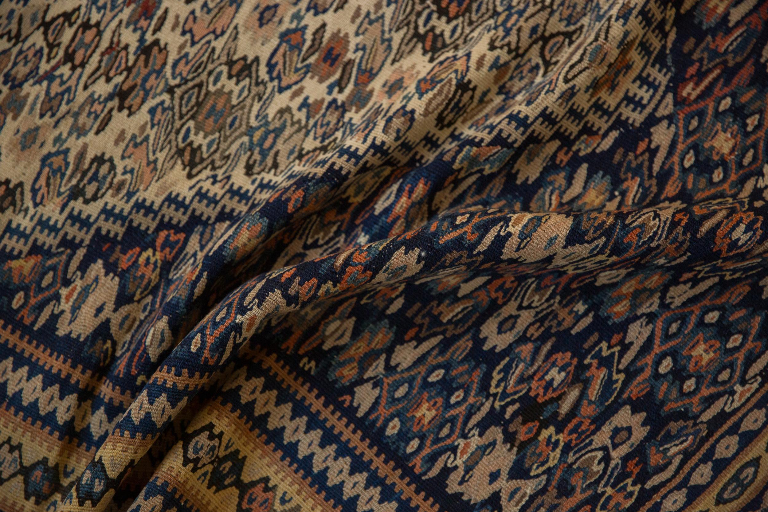 Antique Senneh Kilim Rug For Sale 1