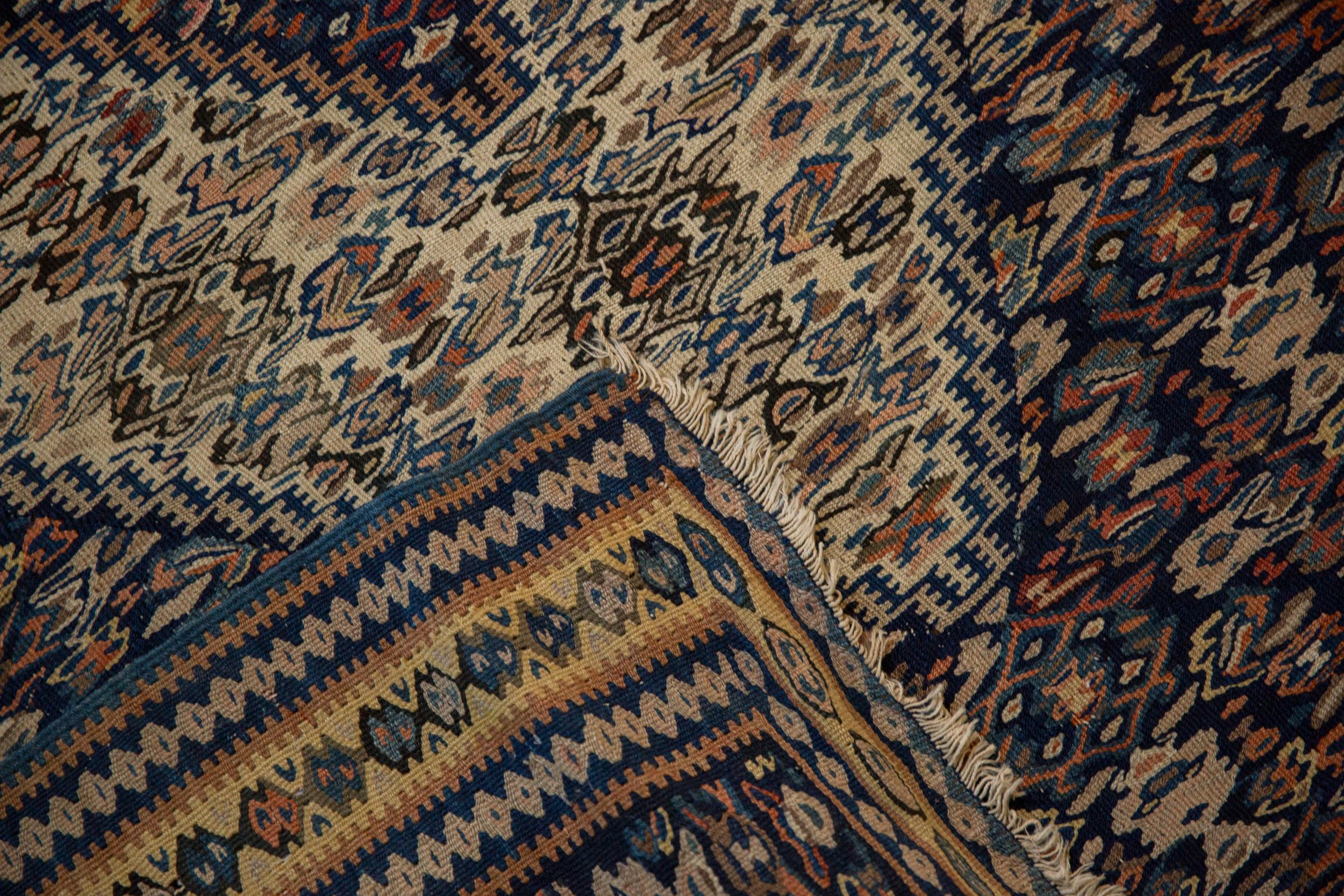 Antique Senneh Kilim Rug For Sale 2