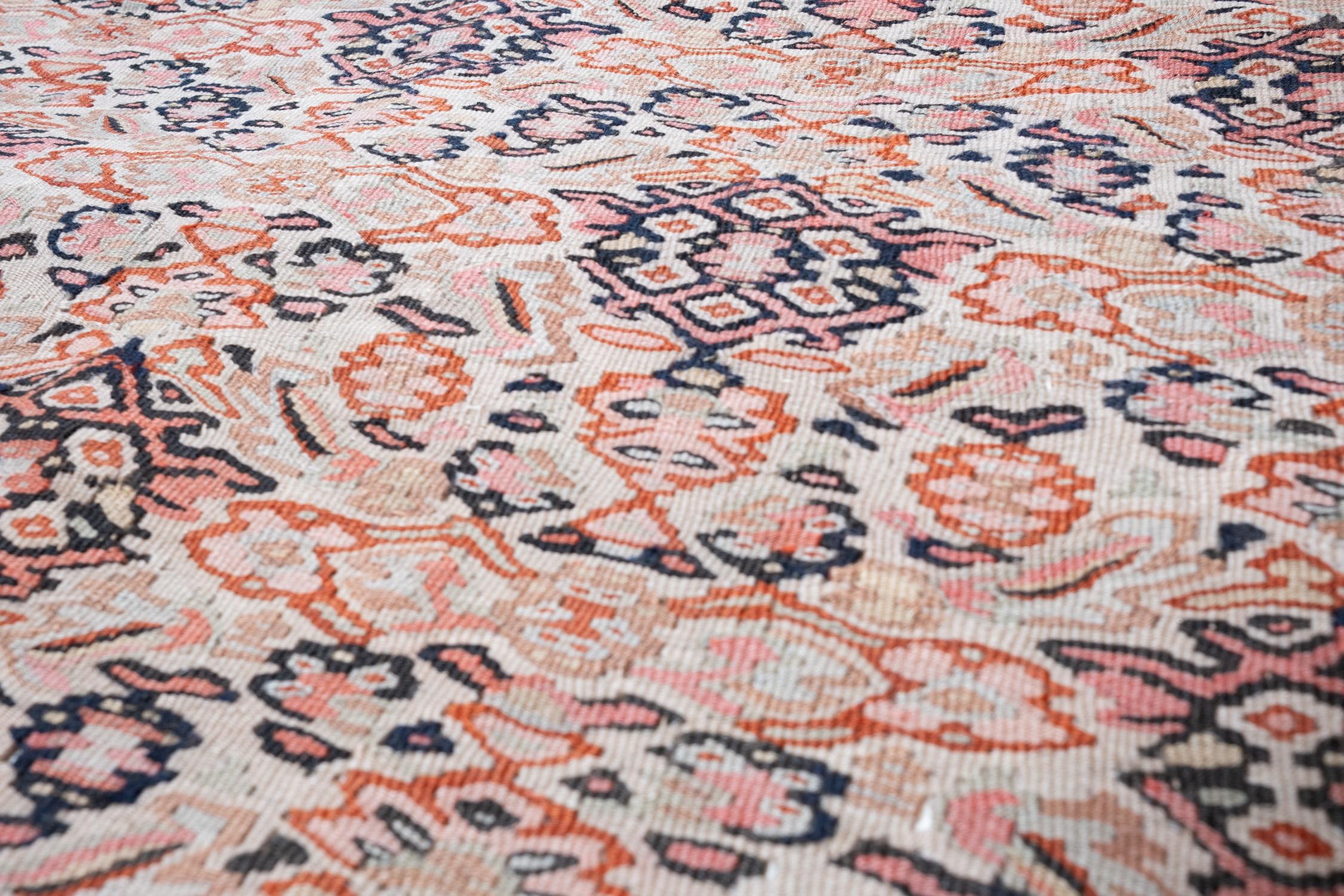 Antigua Alfombra Senneh Kilim Senna Lana Caucasia Persa Kurda Alfombra Tejido a mano en venta