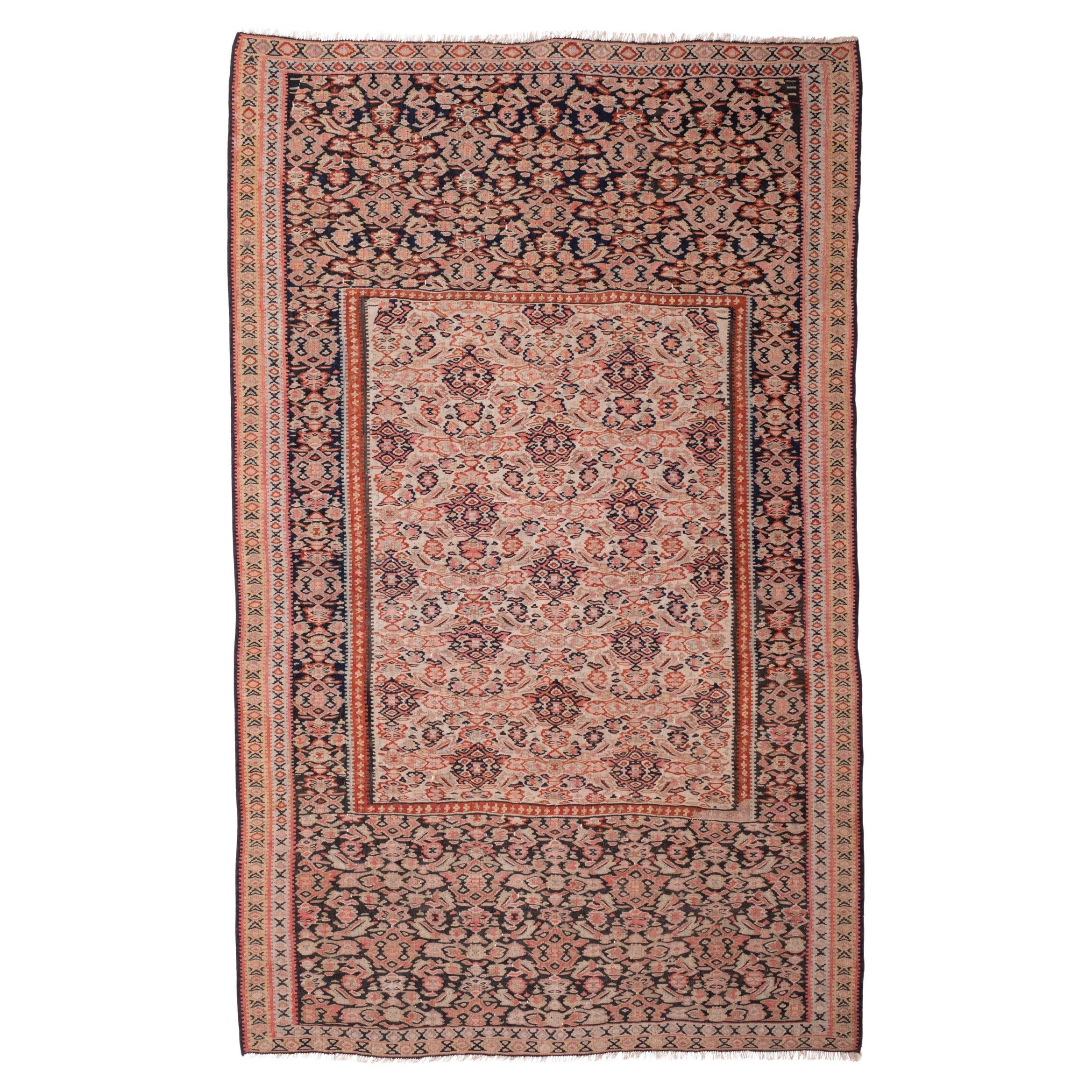 Antigua Alfombra Senneh Kilim Senna Lana Caucasia Persa Kurda Alfombra en venta