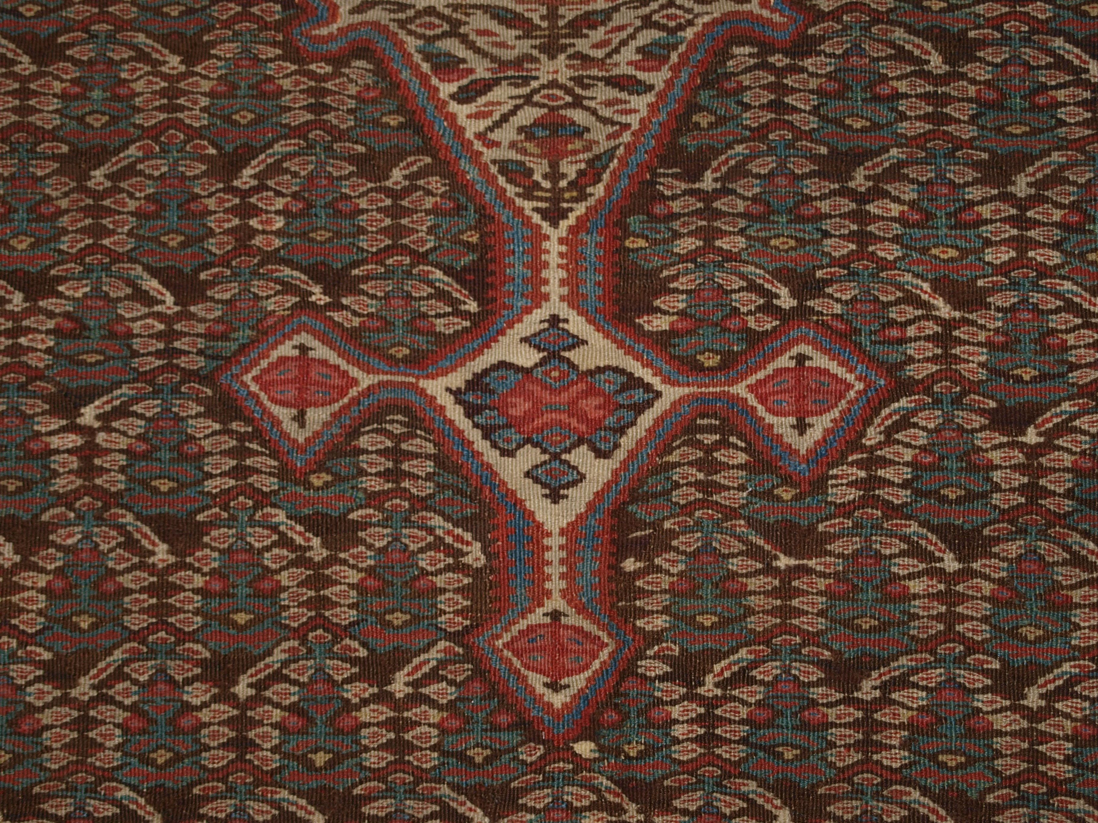 Antique Senneh Kilim with Traditional Boteh Design, circa 1900 For Sale 3