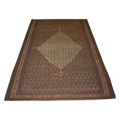 Kilim antique Senneh avec design traditionnel Boteh, vers 1900