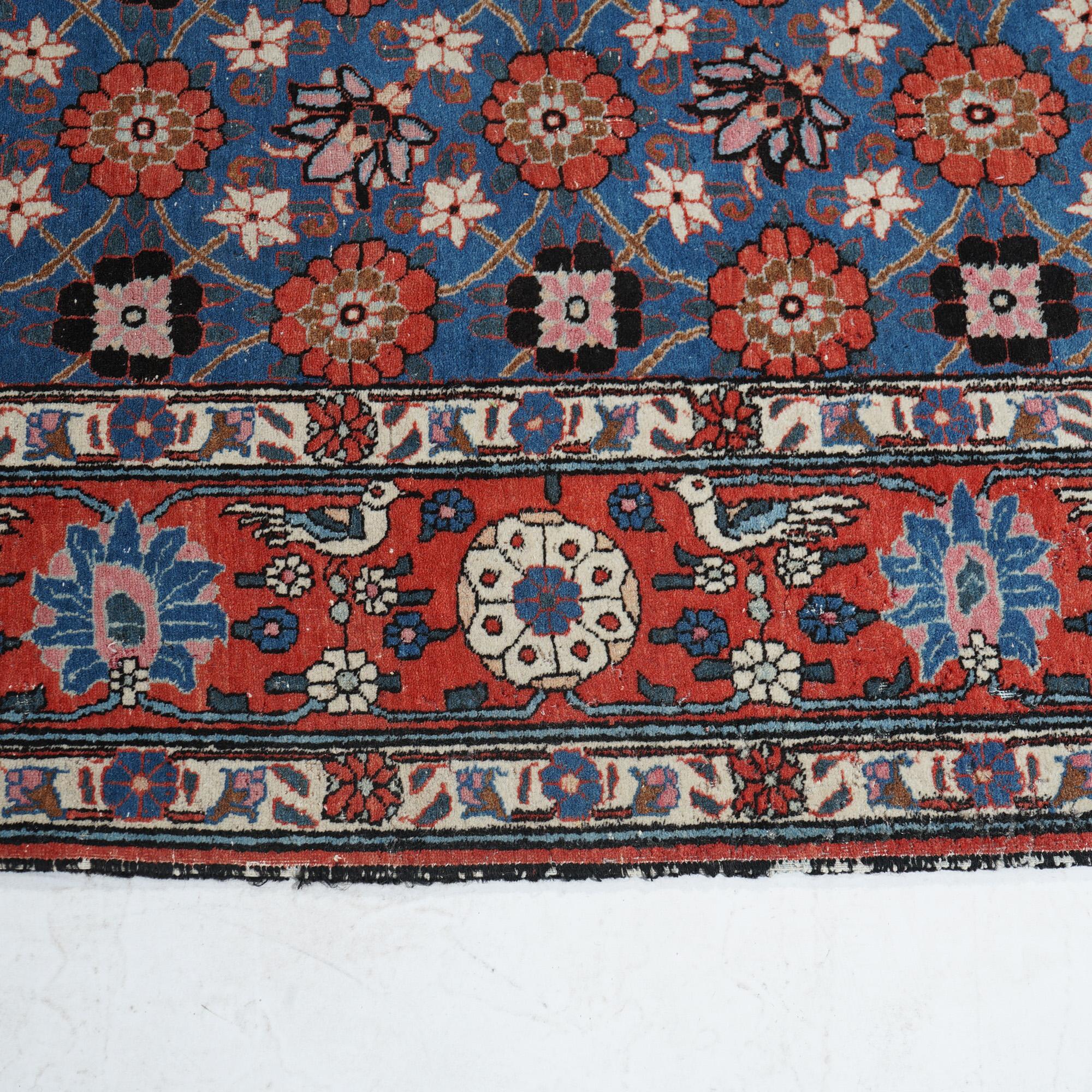 Antique Senneh Oriental Wool Floral Lattice Work Rug, Circa 1920 For Sale 7