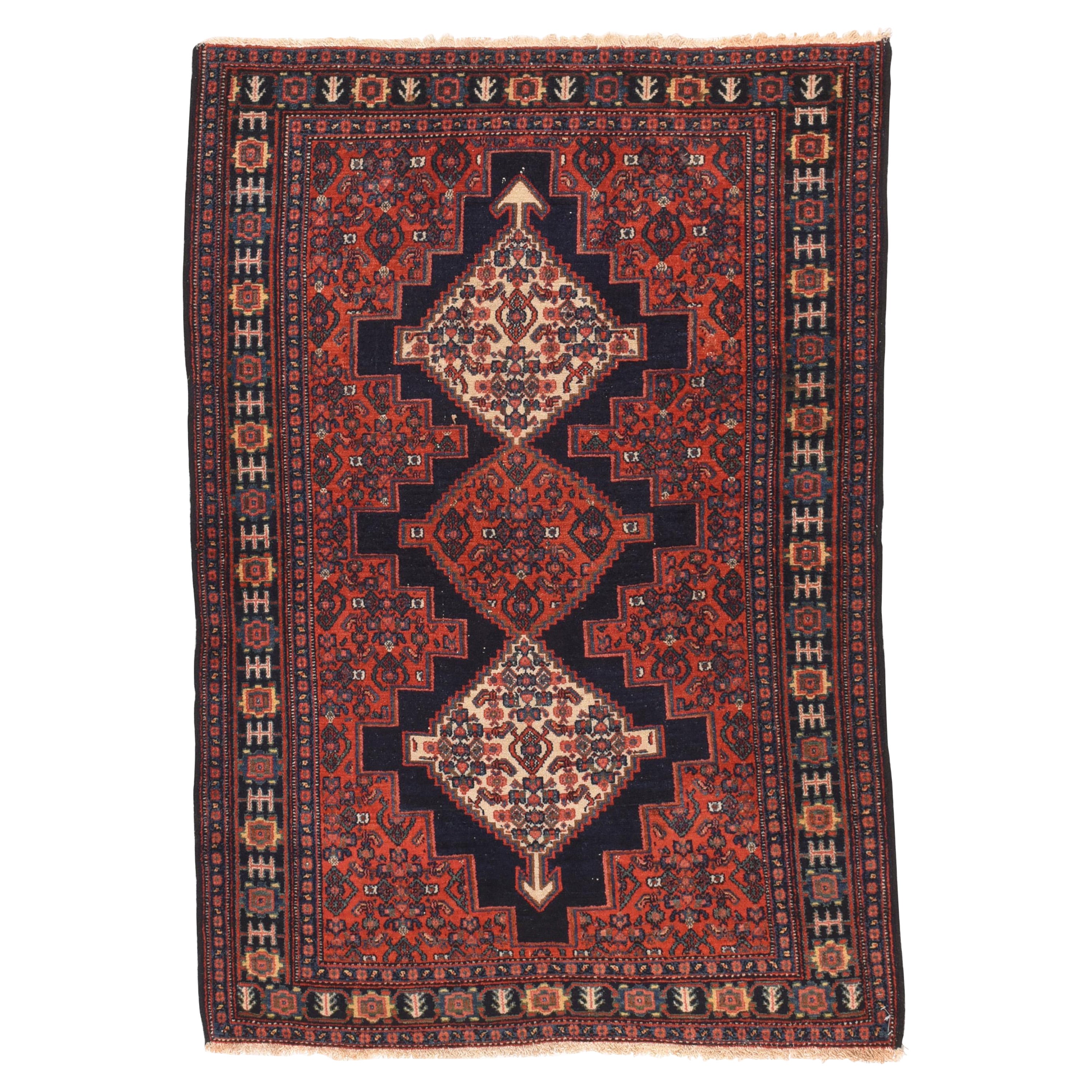 Antiker Senneh-Teppich 3'5'' x 4'9''