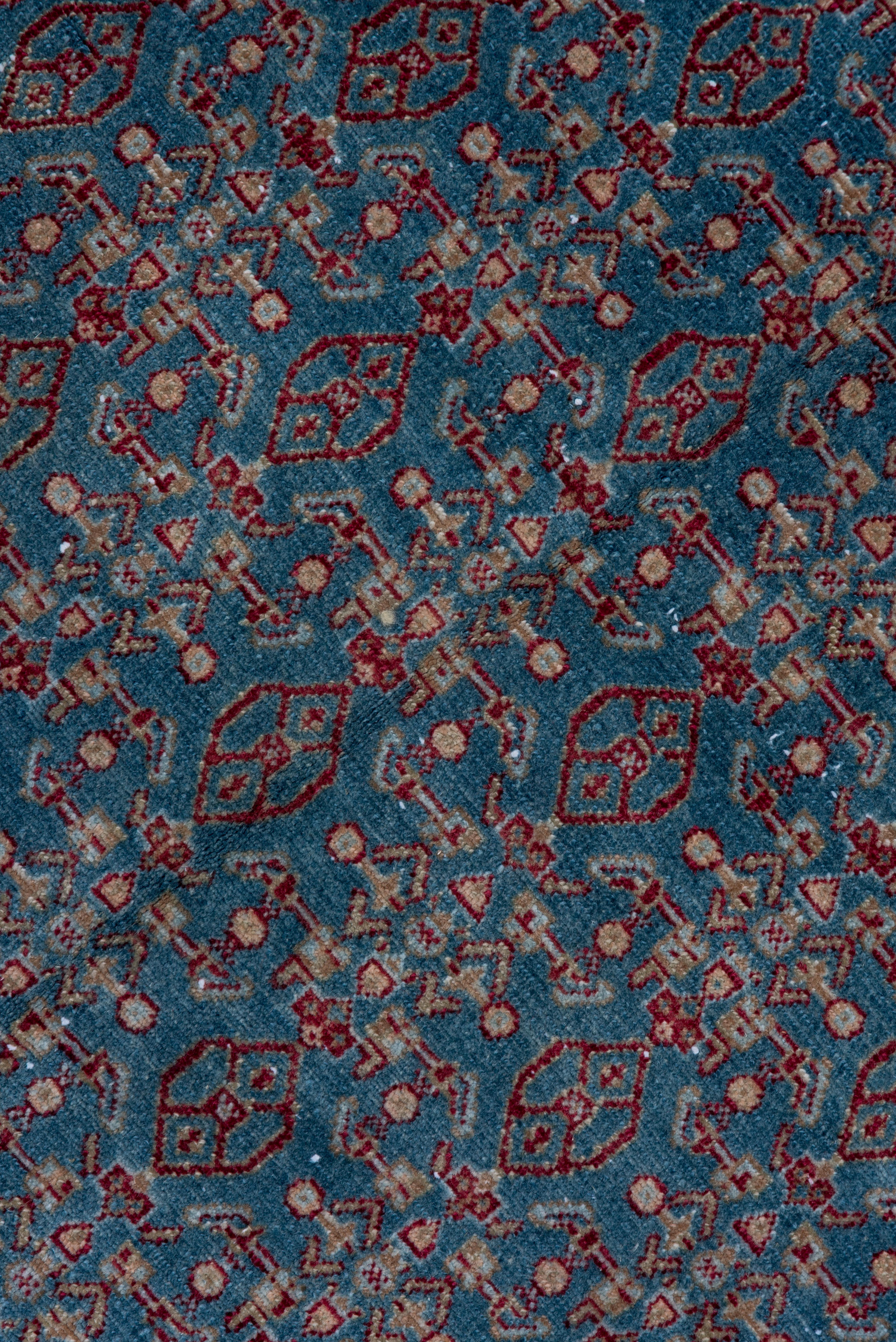 20th Century Antique Senneh Rug – Repeating Herati Pattern on Blue Field For Sale