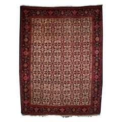 Tapis Senneh ancien à fond ivoire Classic Design, Circa 1900