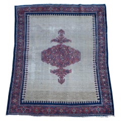 Antique Senneh Square Carpet with bold Medallion
