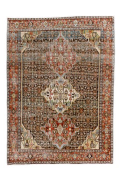 Antique Senneh Style Rug with Stacked Medallions