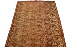 Antique Senneh Traditional Beige Wool Persian Rug Floral Pattern by Rug & Kilim