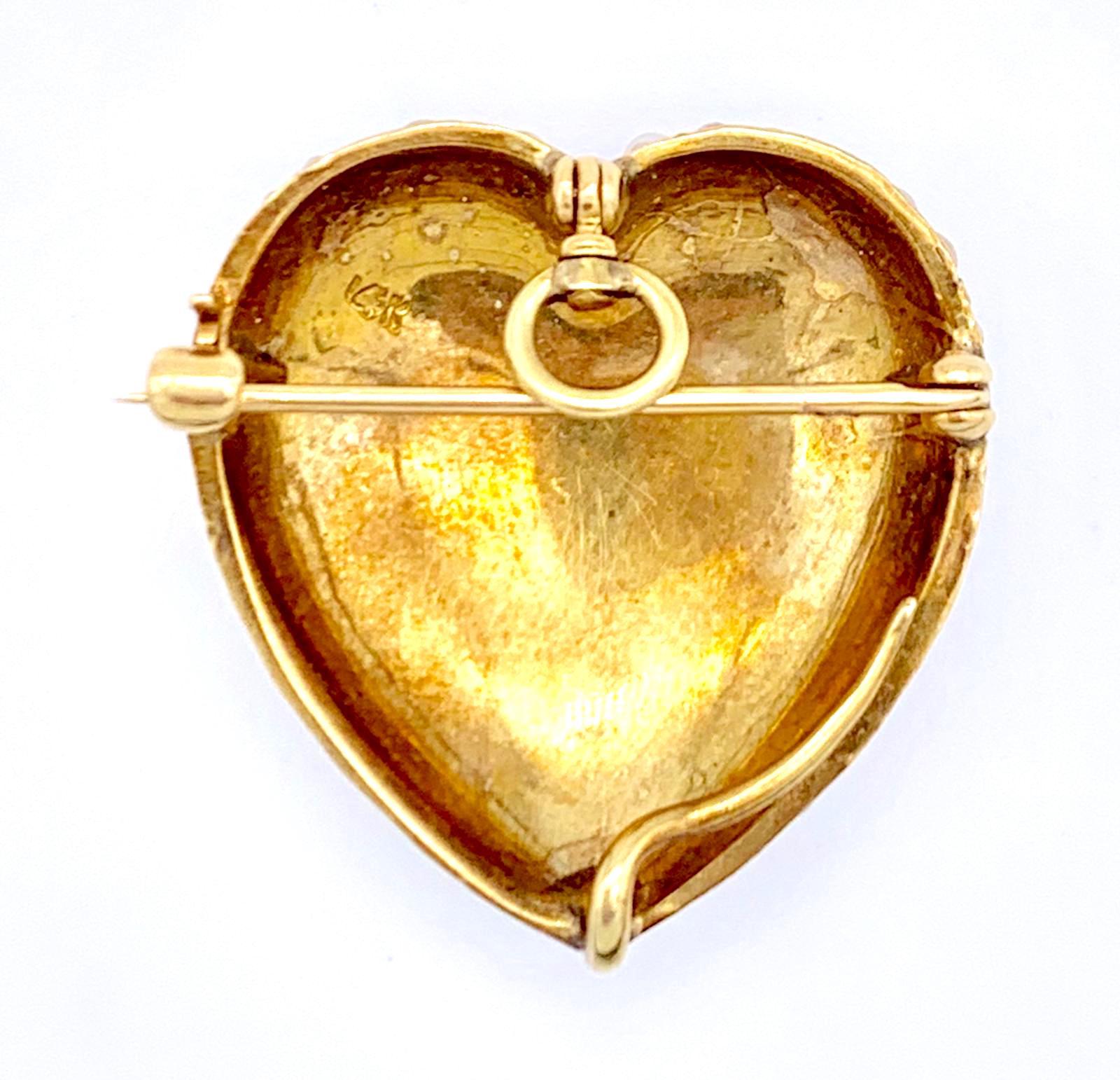 This beautifully hand crafted heart has the perfect heart shape, it is the perfect love token. The heart was created out of 14 karat yellow gold in the last decades of the nineteenth century. This fine piece of sentimental jewellery is covered