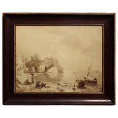 Vintage Sepia Print of Venetian Harbor Scene, circa 1900