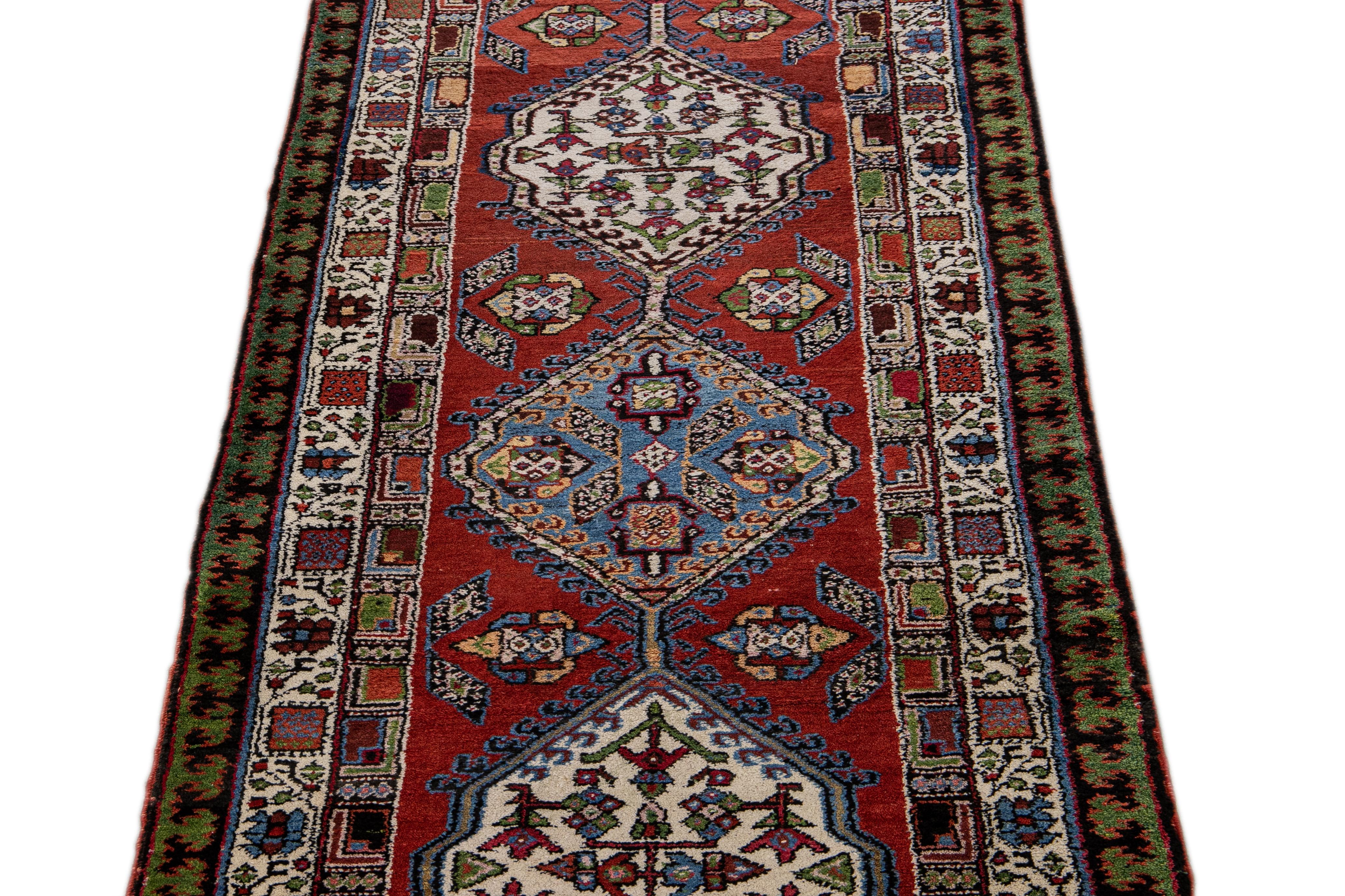 Islamic Antique Serab Handmade Rust Tribal Wool Runner For Sale