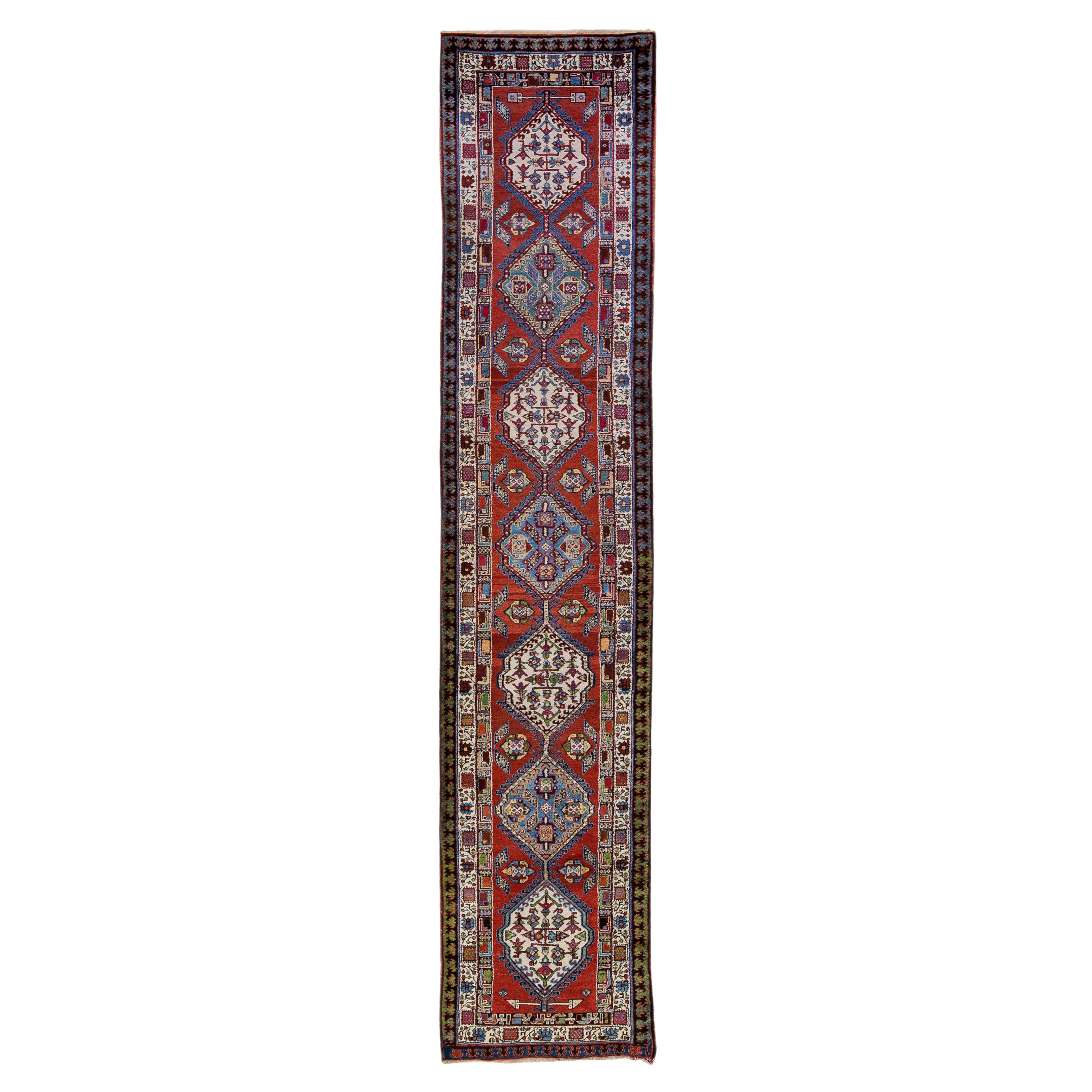 Antique Serab Handmade Rust Tribal Wool Runner