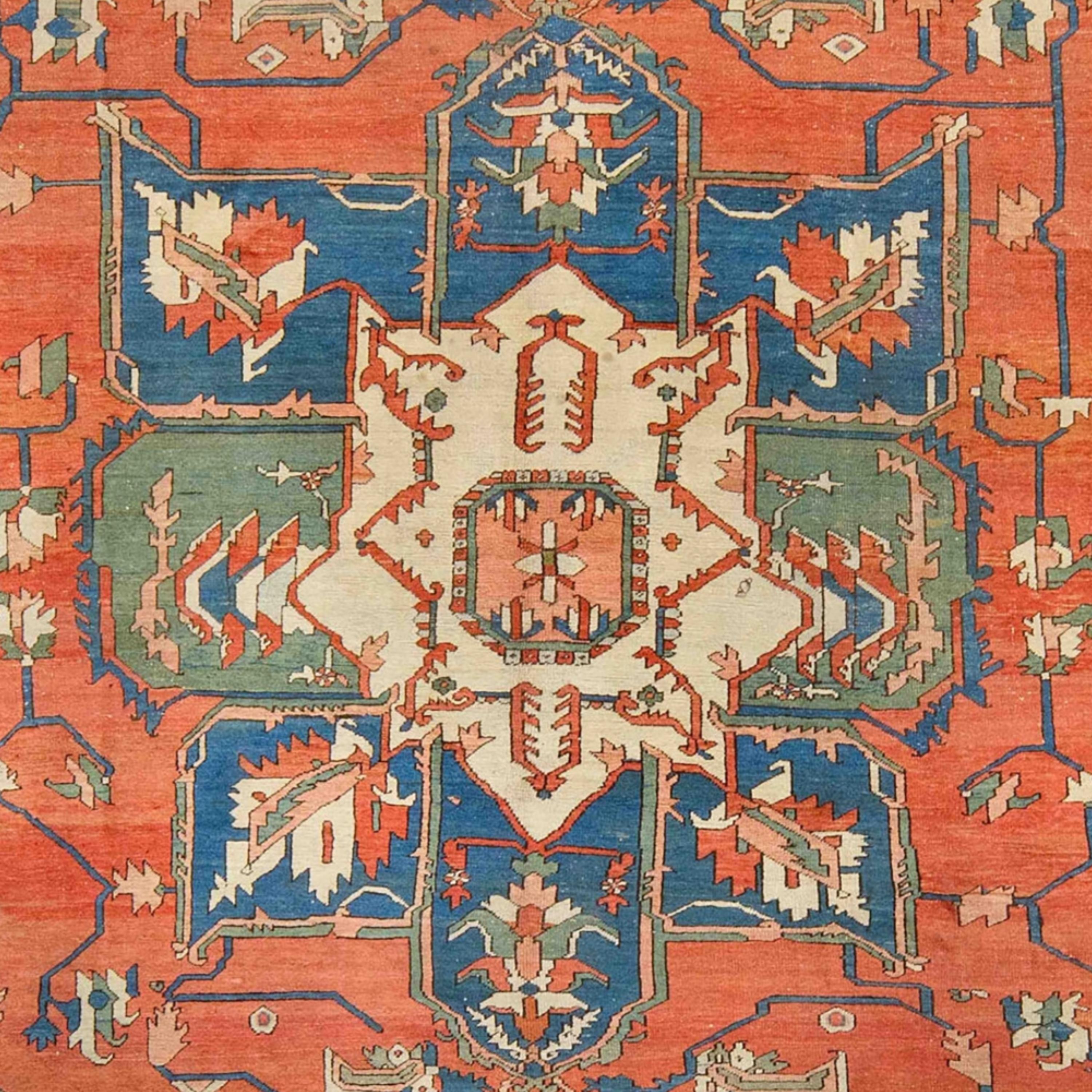 Persian Antique Serapi Carpet - 19th Century Serapi Carpet, Antique Rug, Antique Carpet For Sale