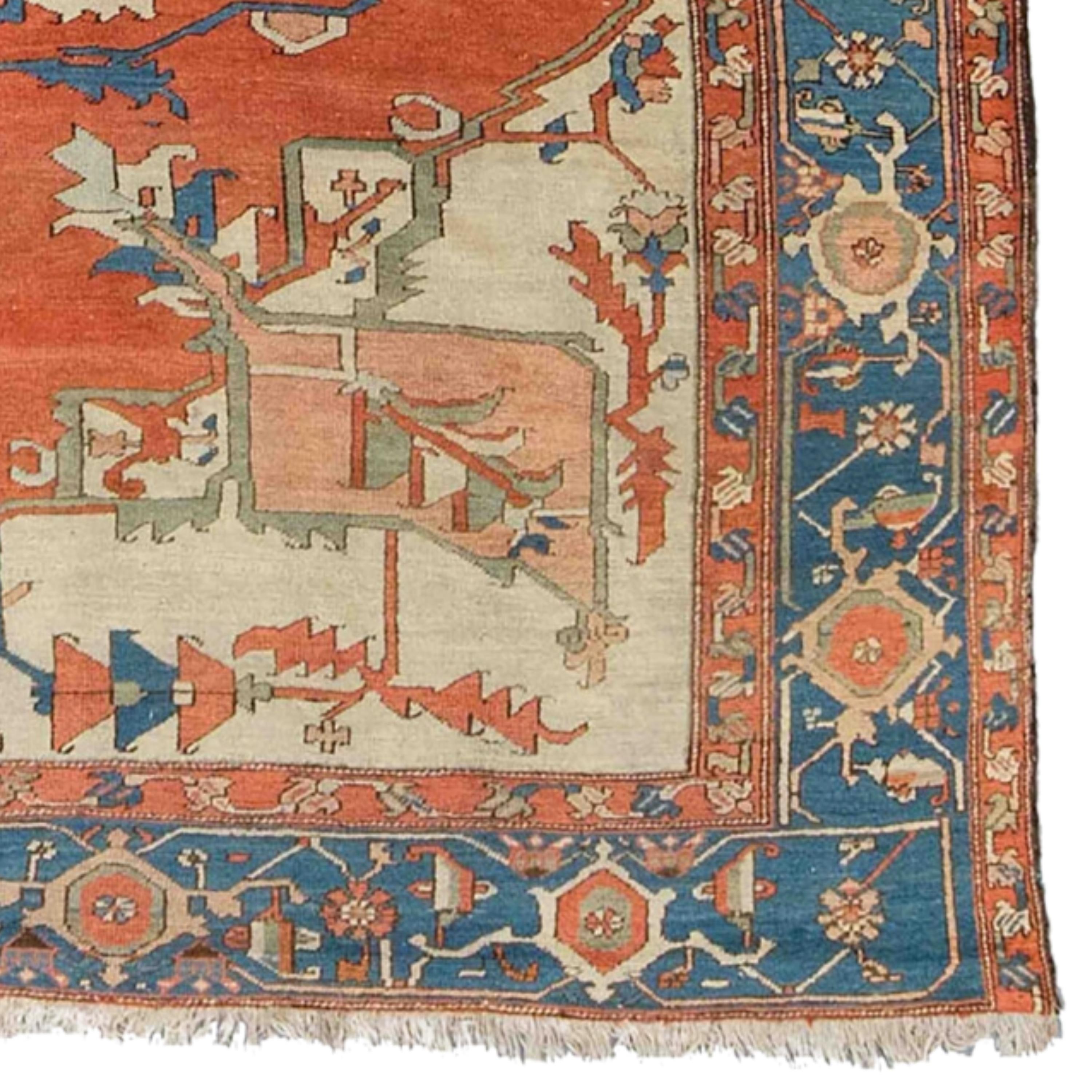 Wool Antique Serapi Carpet - 19th Century Serapi Carpet, Antique Rug, Antique Carpet For Sale