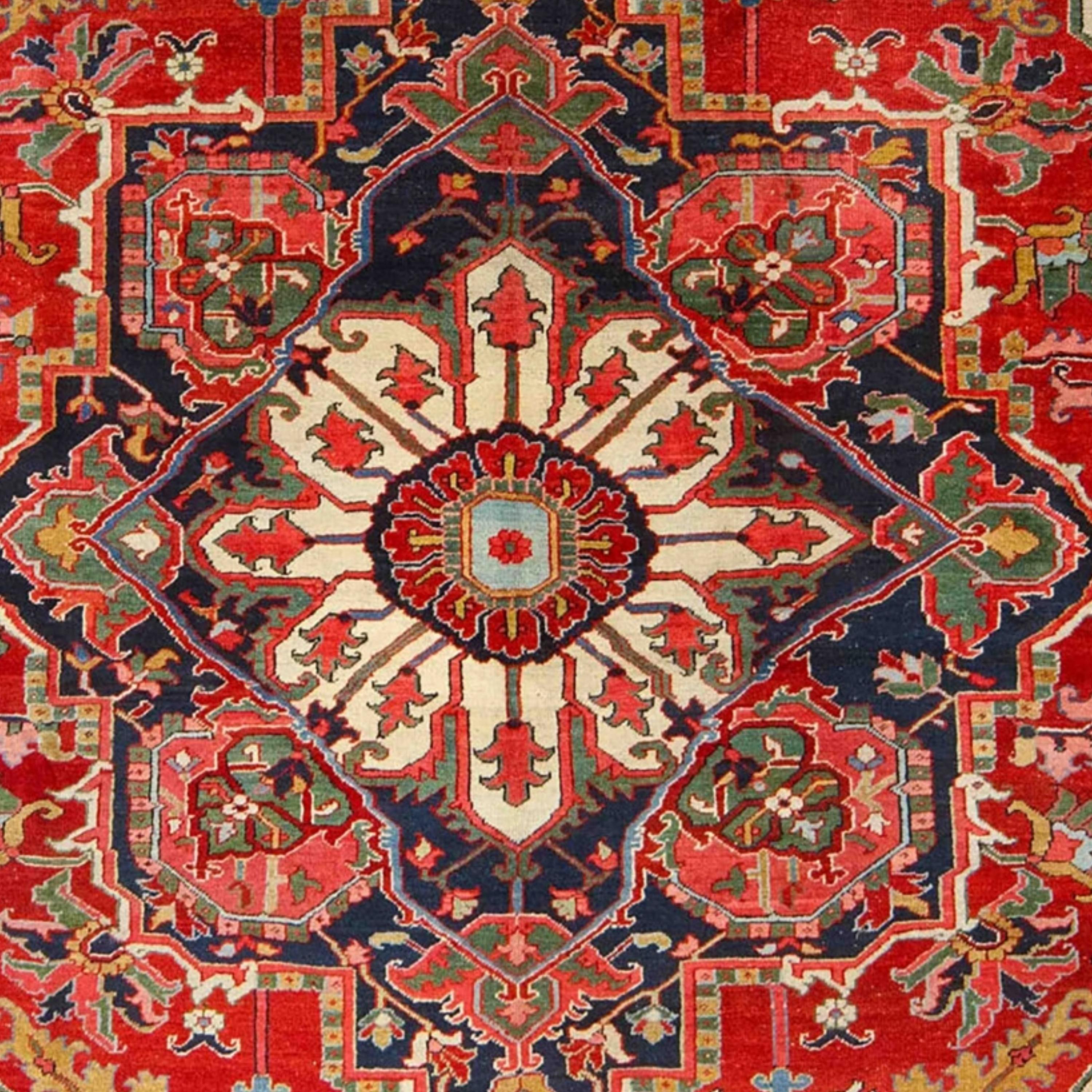 Asian Antique Serapi Carpet - 19th Century Serapi Carpet, Antique Rug For Sale