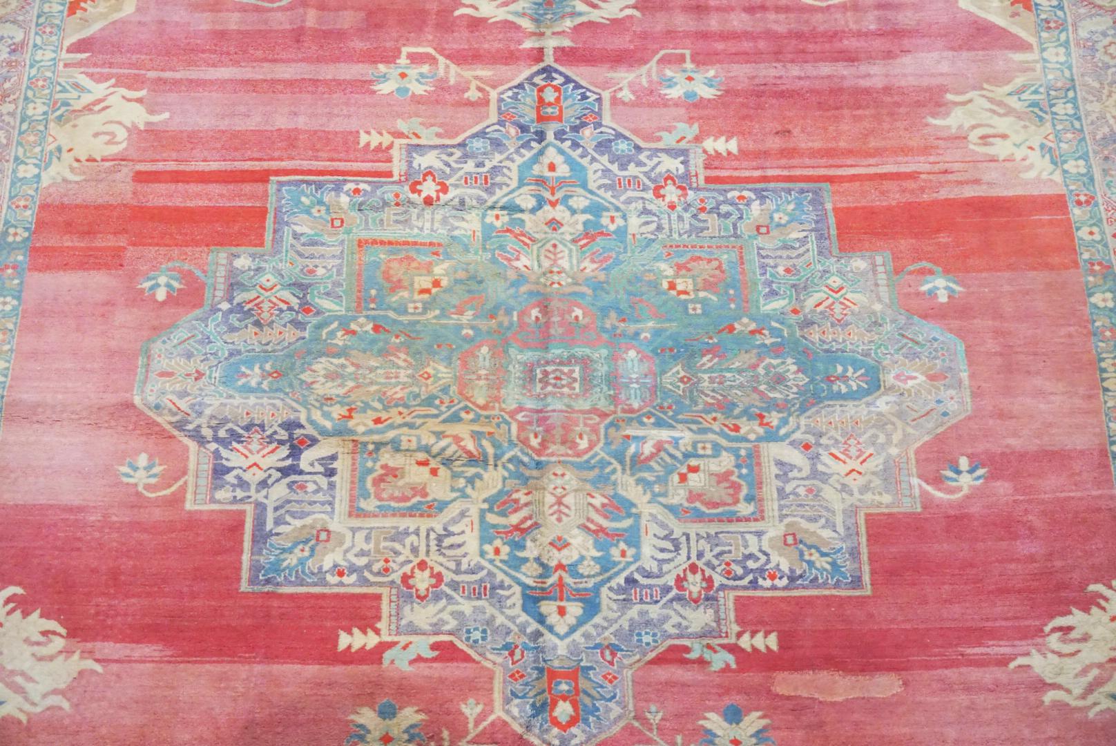 Agra Antique Serapi Cotton Rug, circa 1920 For Sale