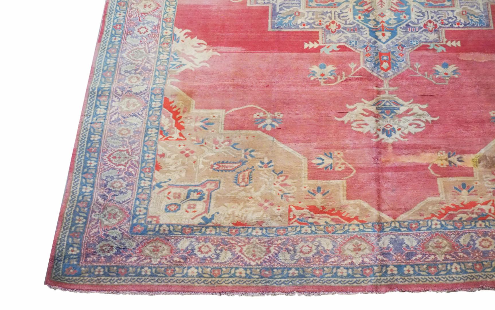 Hand-Knotted Antique Serapi Cotton Rug, circa 1920 For Sale