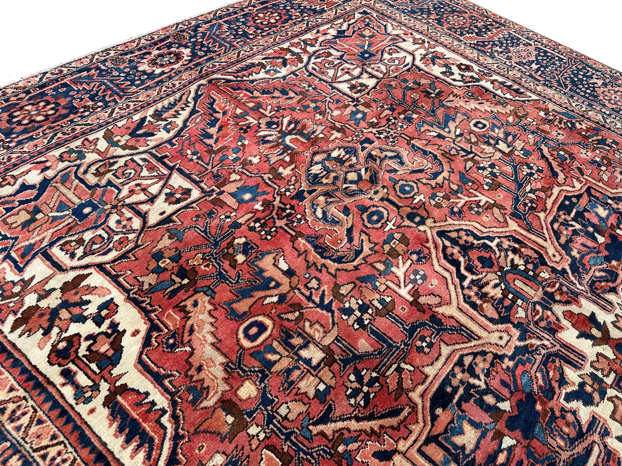 Lana Tappeto antico Serapi Geometrico Heriz Durevole 10x13 Tappeto Orientale 297cmx399cm in vendita
