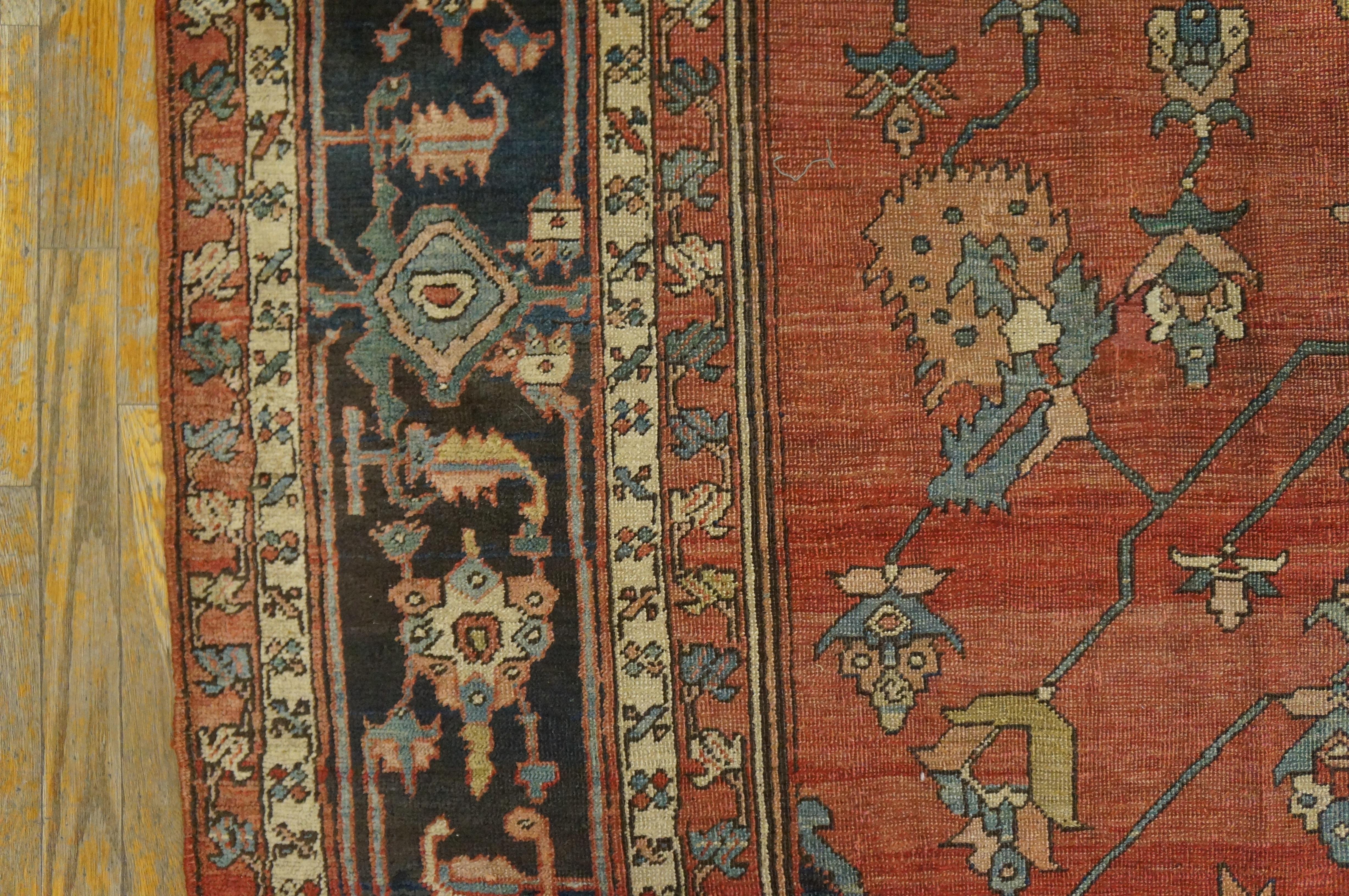 Wool Antique Serapi Persian Rug For Sale