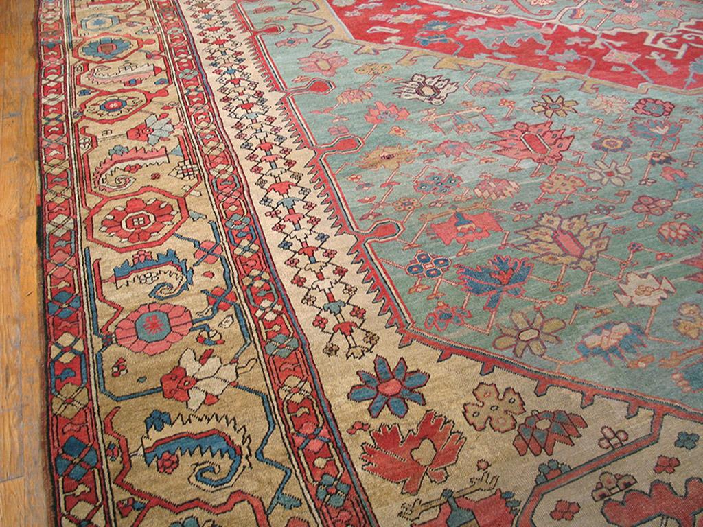 Hand-Knotted 19th Century N.W. Persian Serapi Carpet ( 16'8