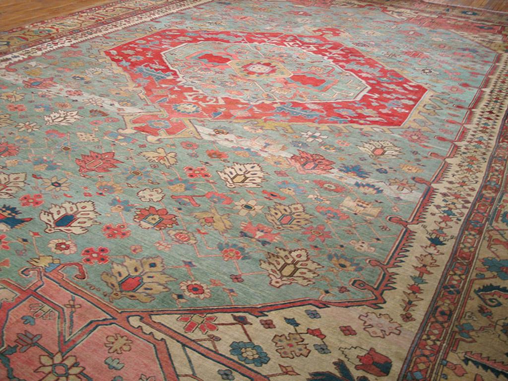 Wool 19th Century N.W. Persian Serapi Carpet ( 16'8