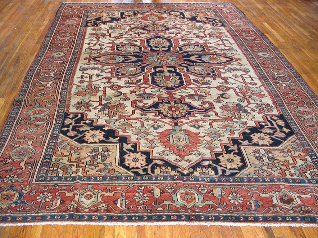 Hand-Knotted Late 19th Century N.W. Persian Serapi Carpet ( 8'10