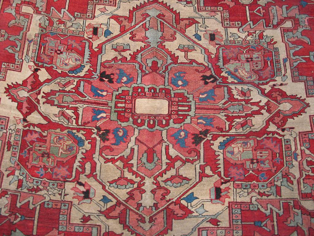 Wool 19th Century N.W. Persian Serapi Carpet ( 8'2