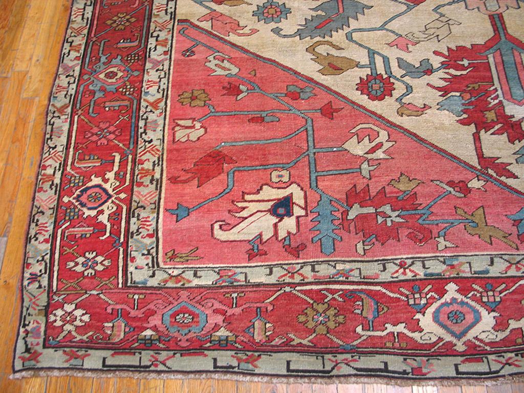Hand-Knotted Antique Serapi Persian Rug 9'2