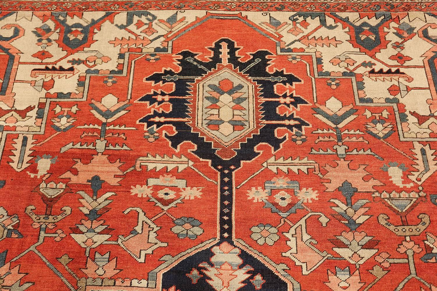 Hand-Knotted Antique Serapi Persian Rug. Size: 10 ft 4 in x 13 ft 6 in (3.15 m x 4.11 m)