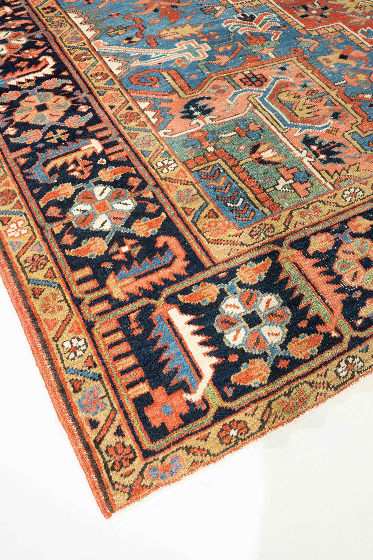 Hand-Woven Antique Serapi Rug 10'9 X 19'1 For Sale