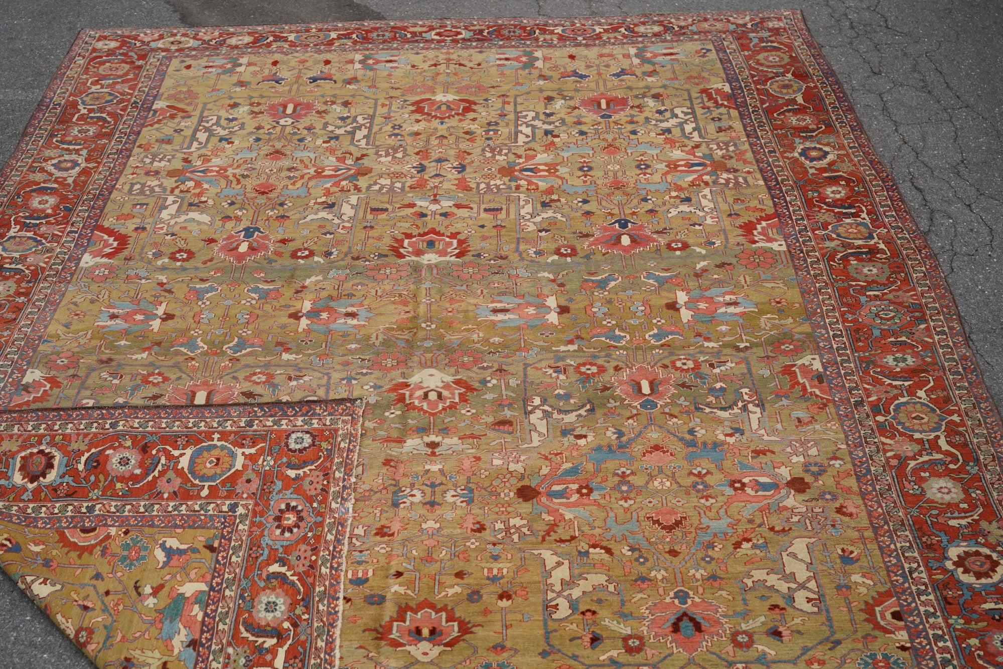 Antiker Serapi-Teppich 11'6'' x 15'0'' aus Serapi (Wolle) im Angebot