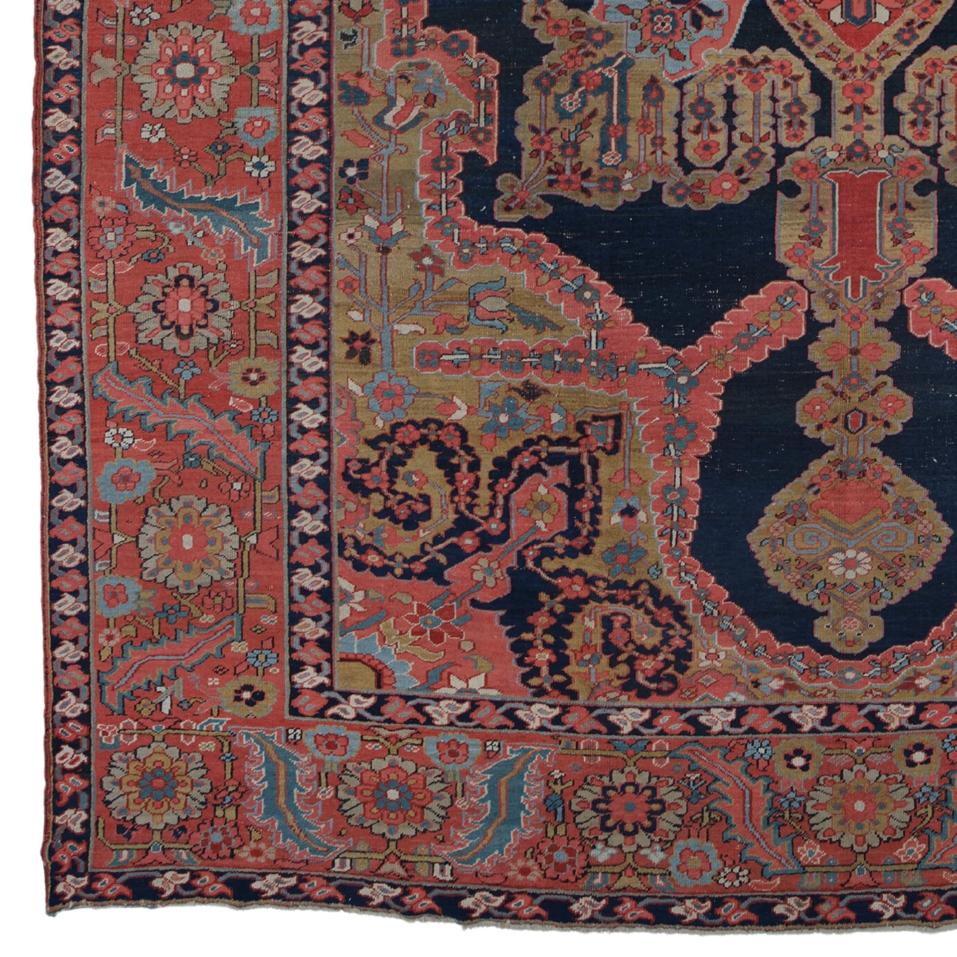 This antique serapi carpet is a magnificent work that will allow you to establish a connection between art and history. This 19th-century rug is hand-woven with precision and care, with each thread telling the story of an era. Rich colors in deep