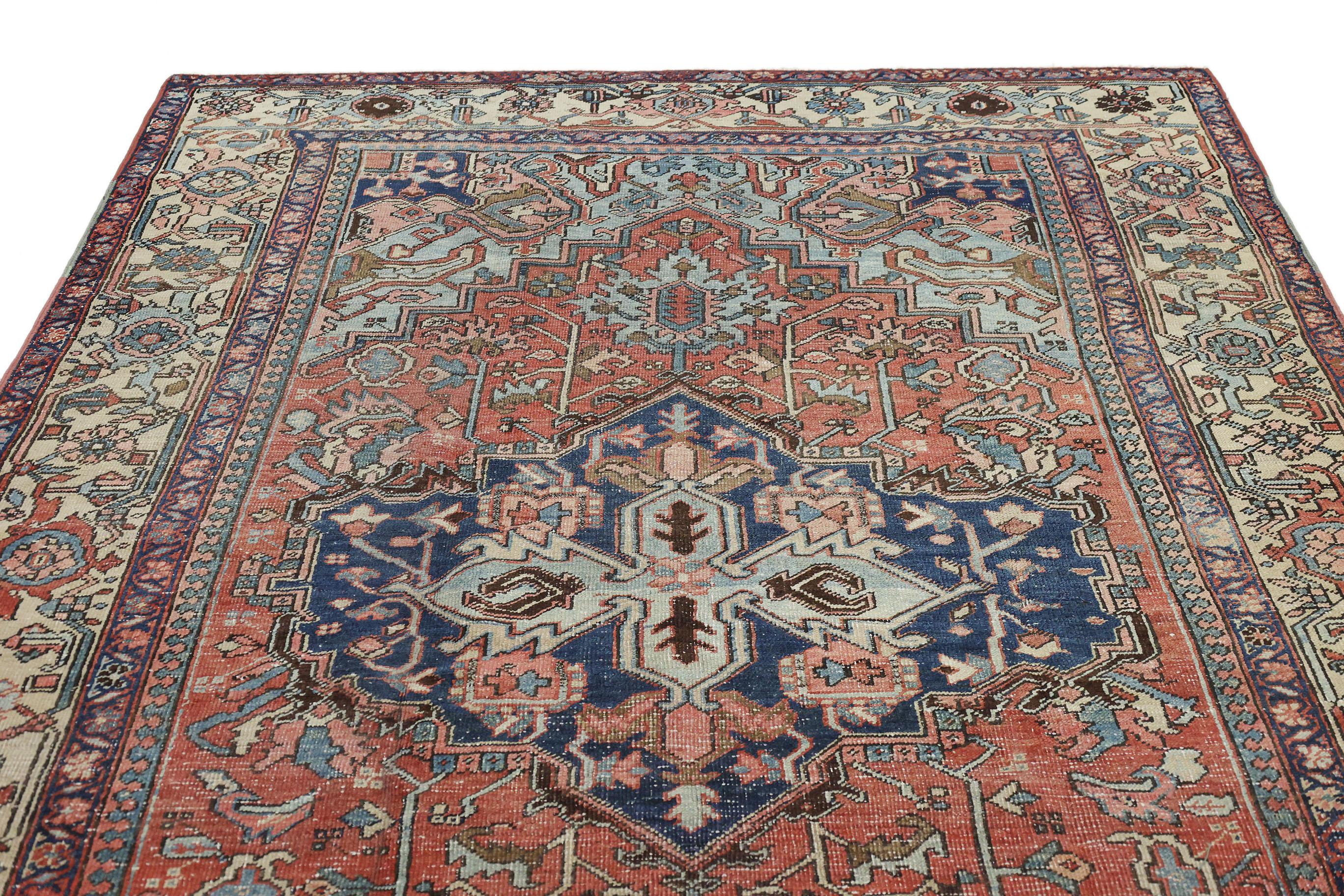 Noué à la main Tapis ancien Serapi (3.0x2.0m, 1900). Détails exquis (noués à la main). en vente