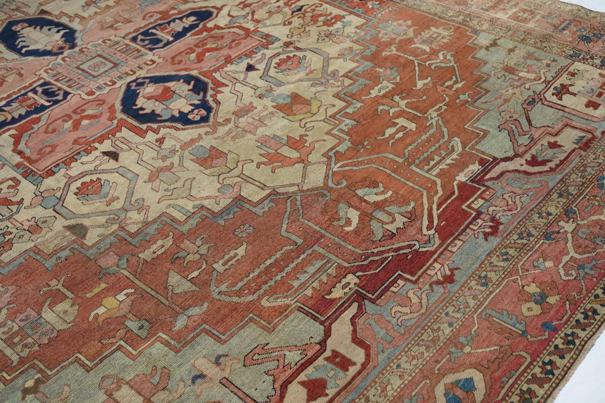 Late 19th Century Antique Serapi Rug  For Sale