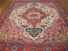 Grand Red Background Color With Cute Medallion Design Antique Persian Serapi Rug