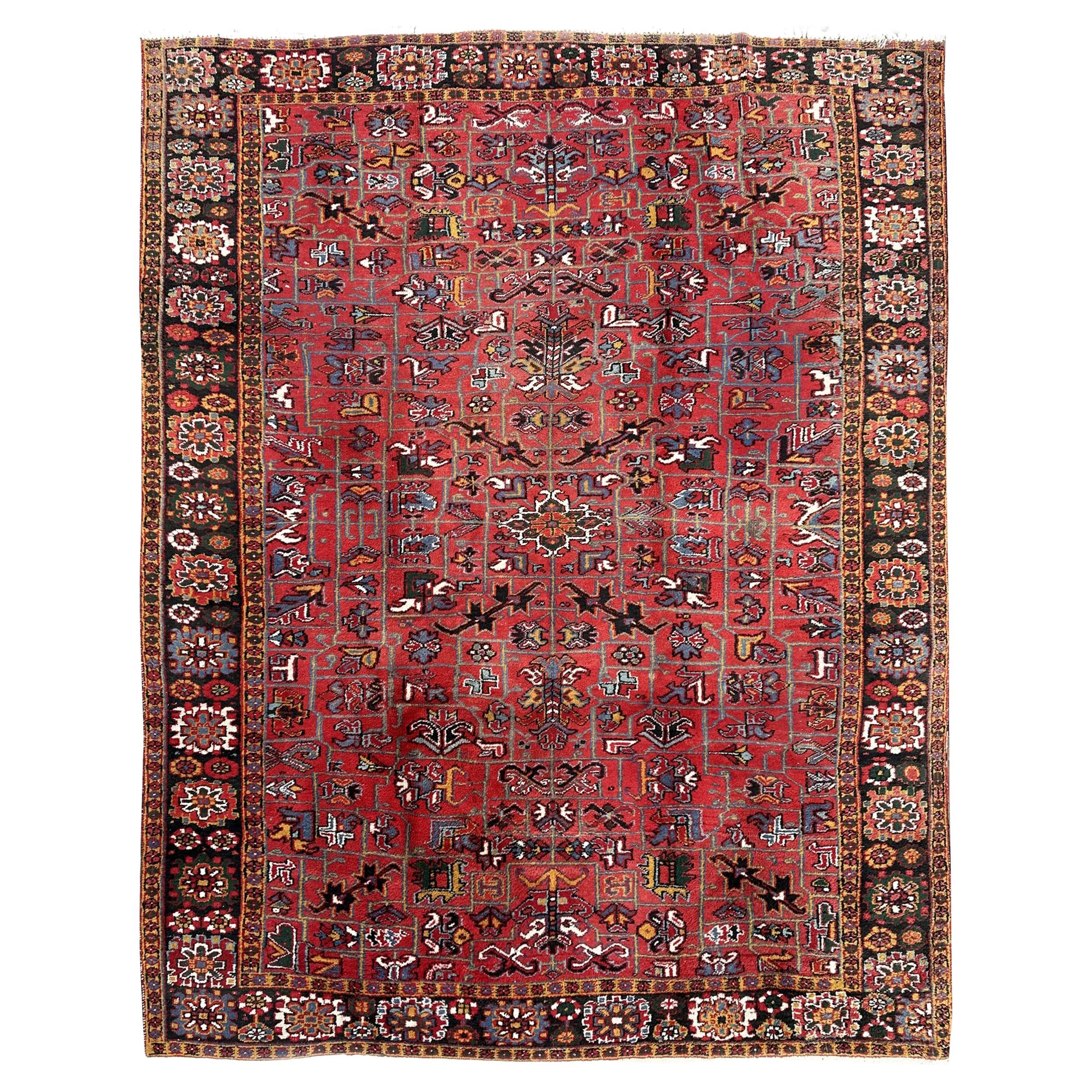 Tapis persan ancien Serapi Heriz Serapi 9x12 fait à la main 9x11