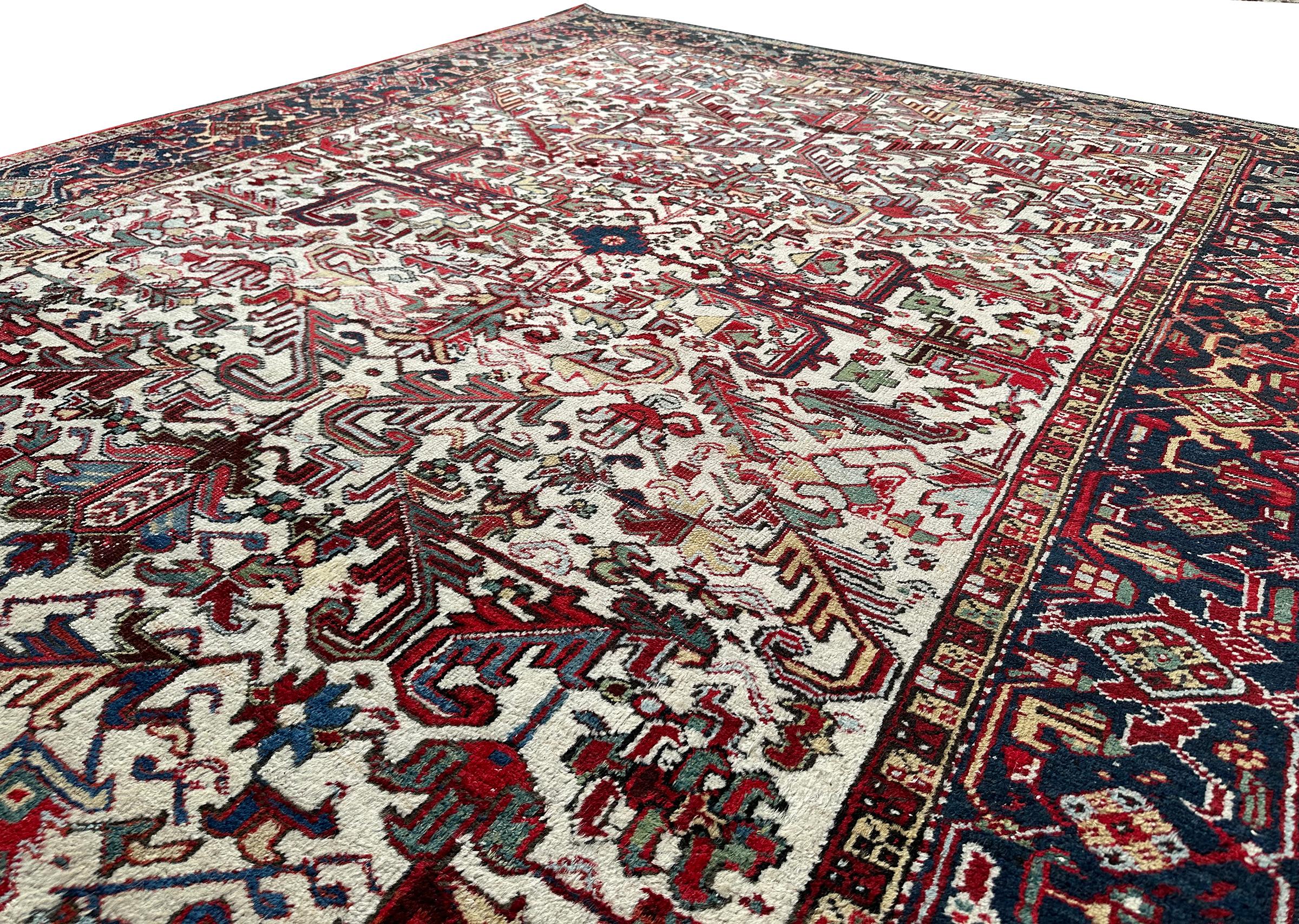 Noué à la main Tapis Serapi ancien Tapis Persan Heriz Serapi ancien Tapis Persan fait main 8x10 en vente