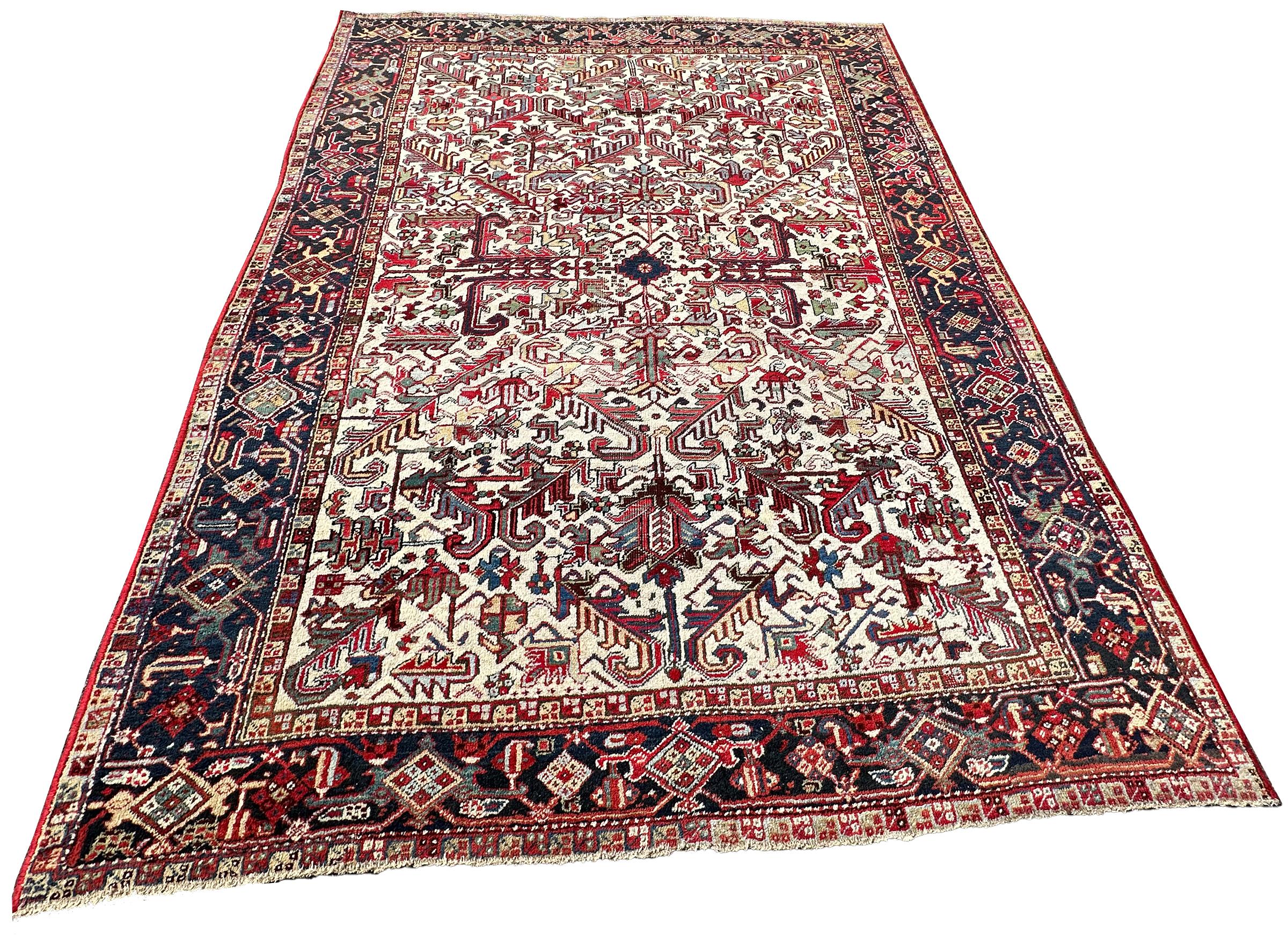 Laine Tapis Serapi ancien Tapis Persan Heriz Serapi ancien Tapis Persan fait main 8x10 en vente