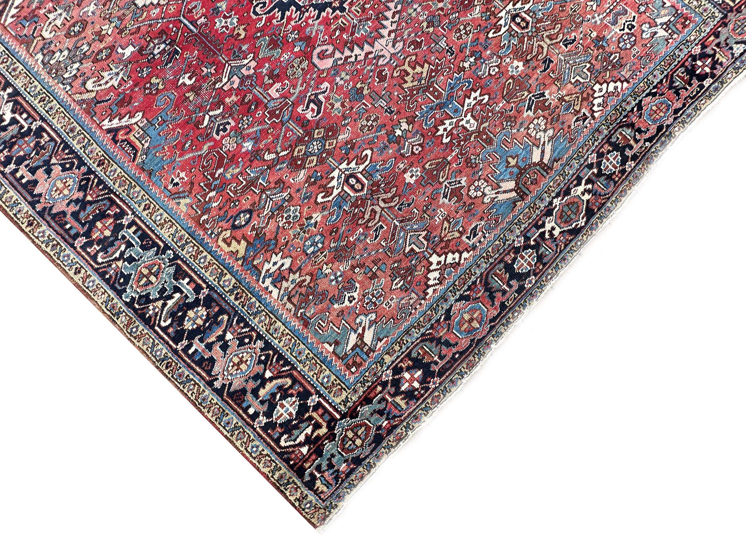 Tapis Serapi ancien Tapis Persan Heriz Serapi ancien Tapis Persan fait à la main 8x11 en vente 3