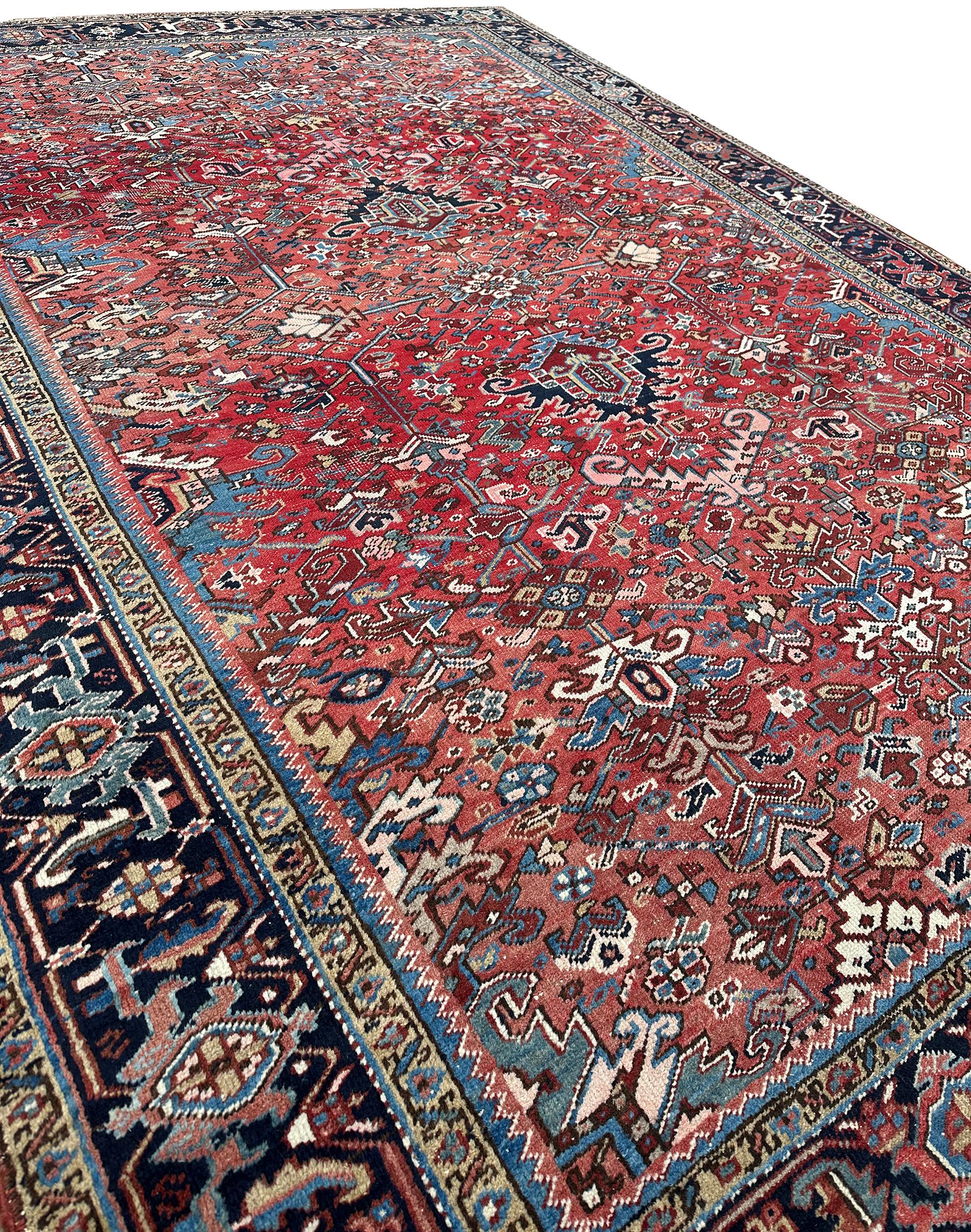 Tapis Serapi ancien Tapis Persan Heriz Serapi ancien Tapis Persan fait à la main 8x11 en vente 4