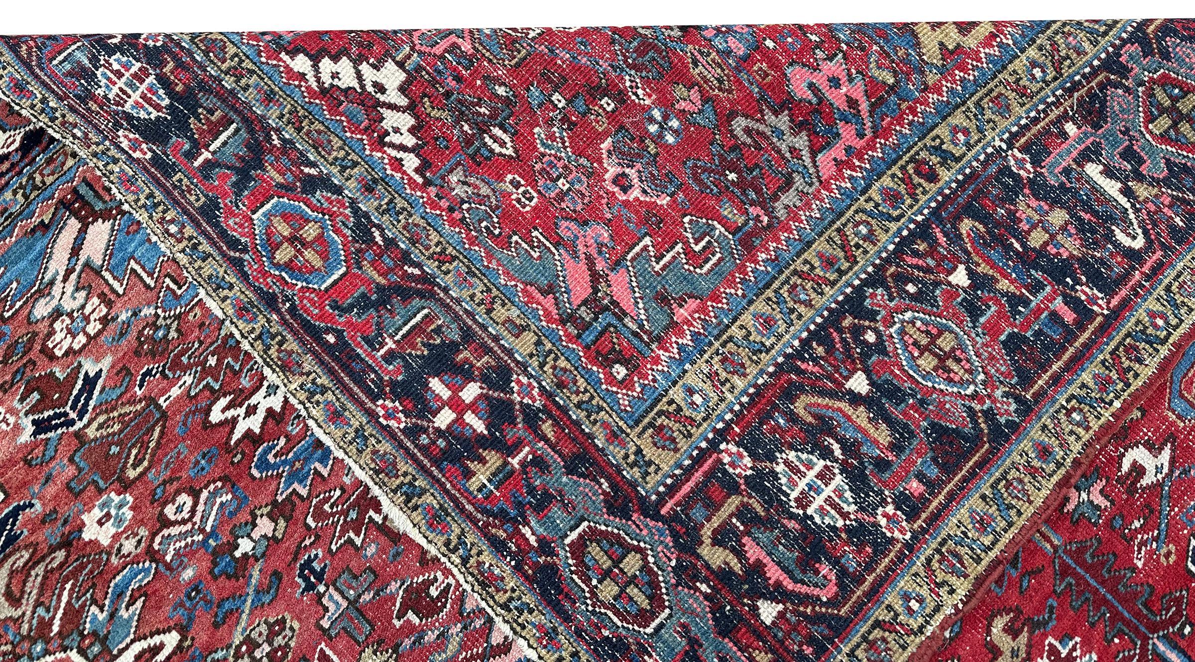 Tapis Serapi ancien Tapis Persan Heriz Serapi ancien Tapis Persan fait à la main 8x11 en vente 5